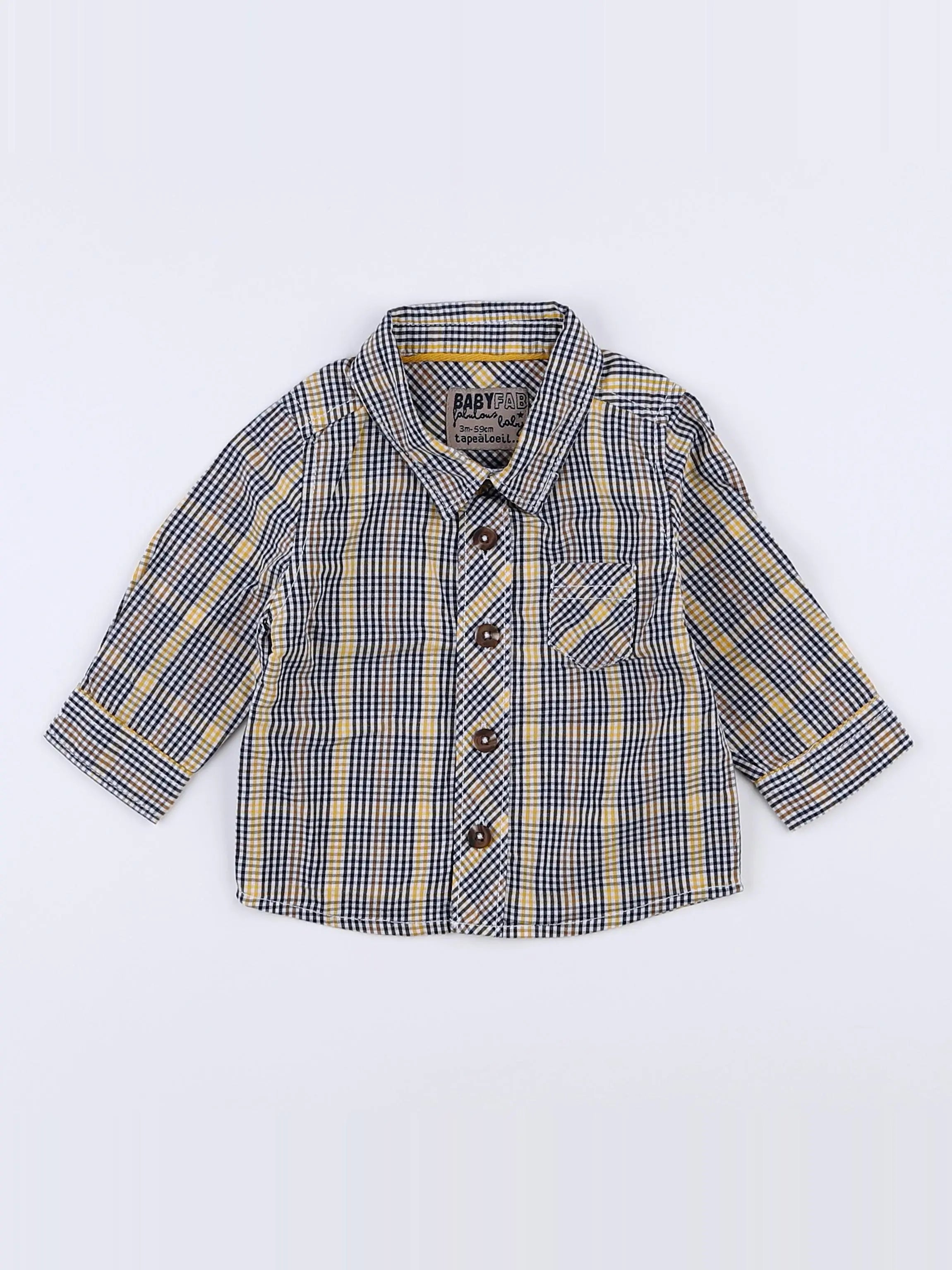 Tape à l'oeil - chemise jaune, bleu - 3 mois