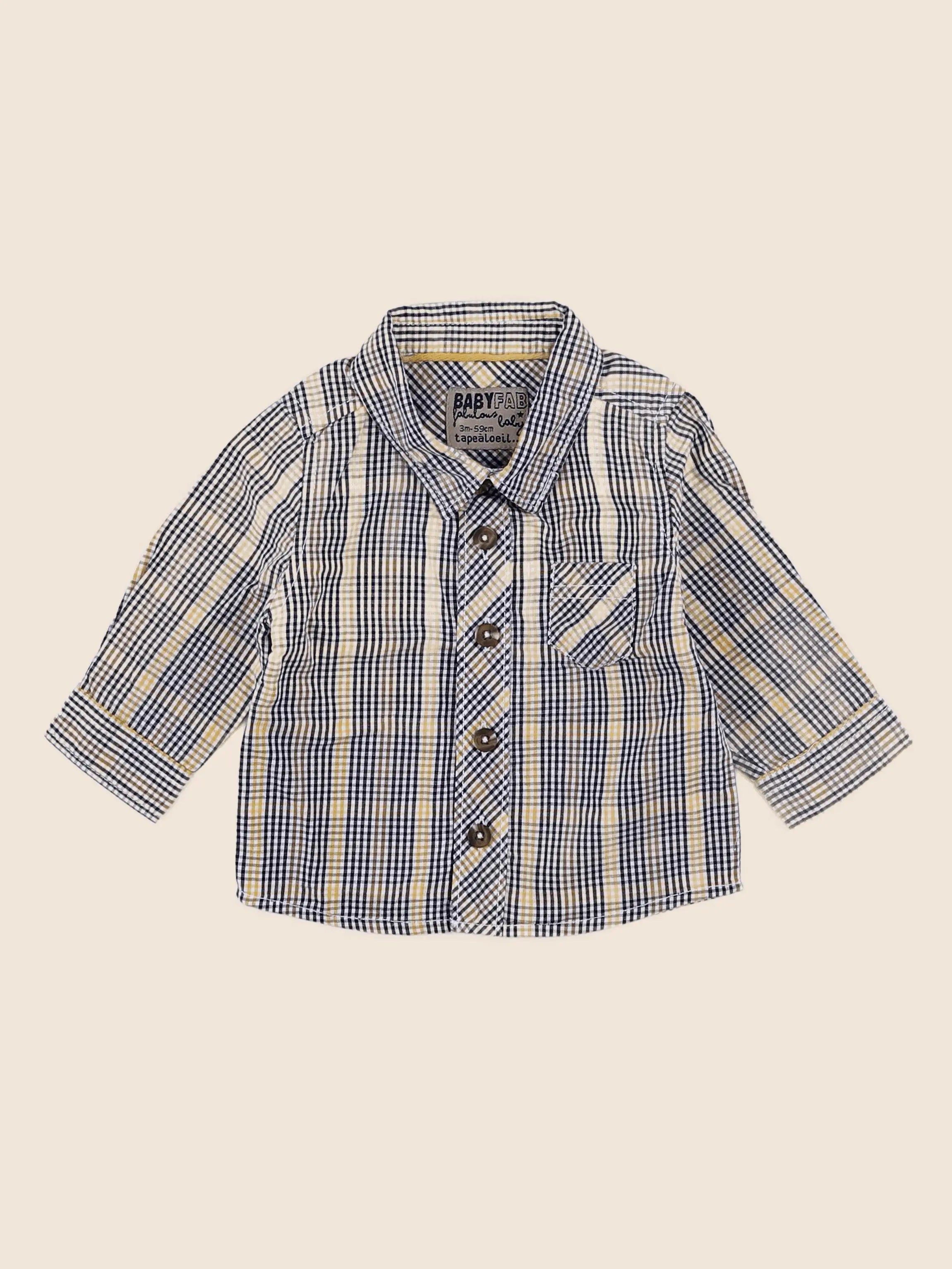 Tape à l'oeil - chemise jaune, bleu - 3 mois