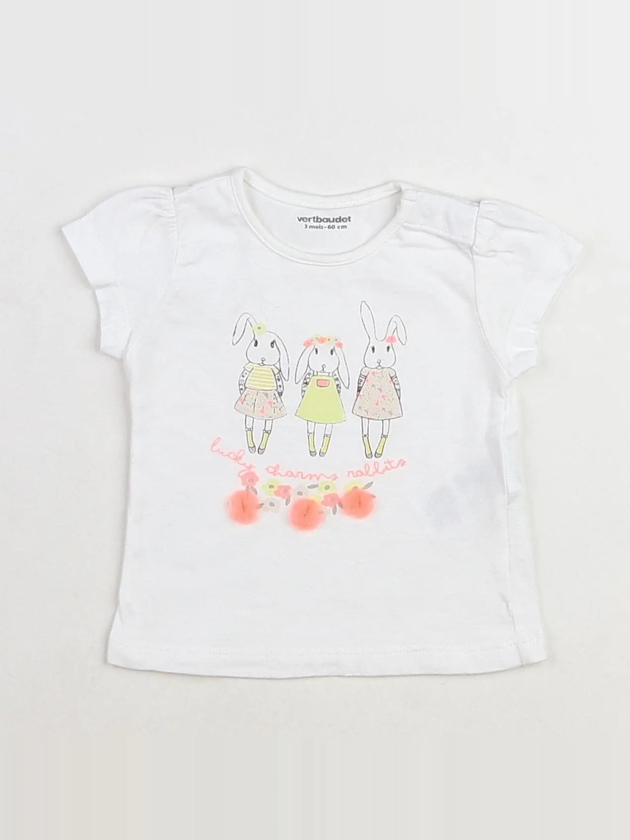 Vertbaudet - tee-shirt blanc - 3 mois