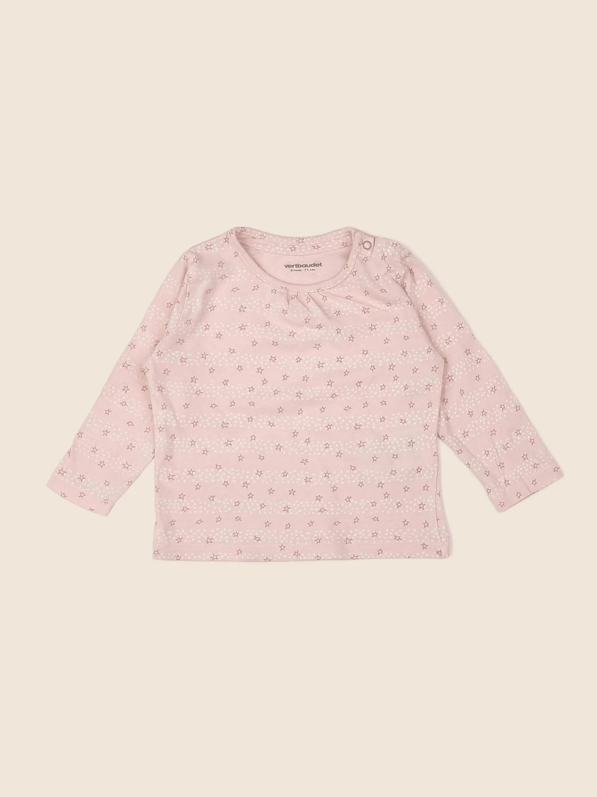 Vertbaudet - tee-shirt rose - 9 mois