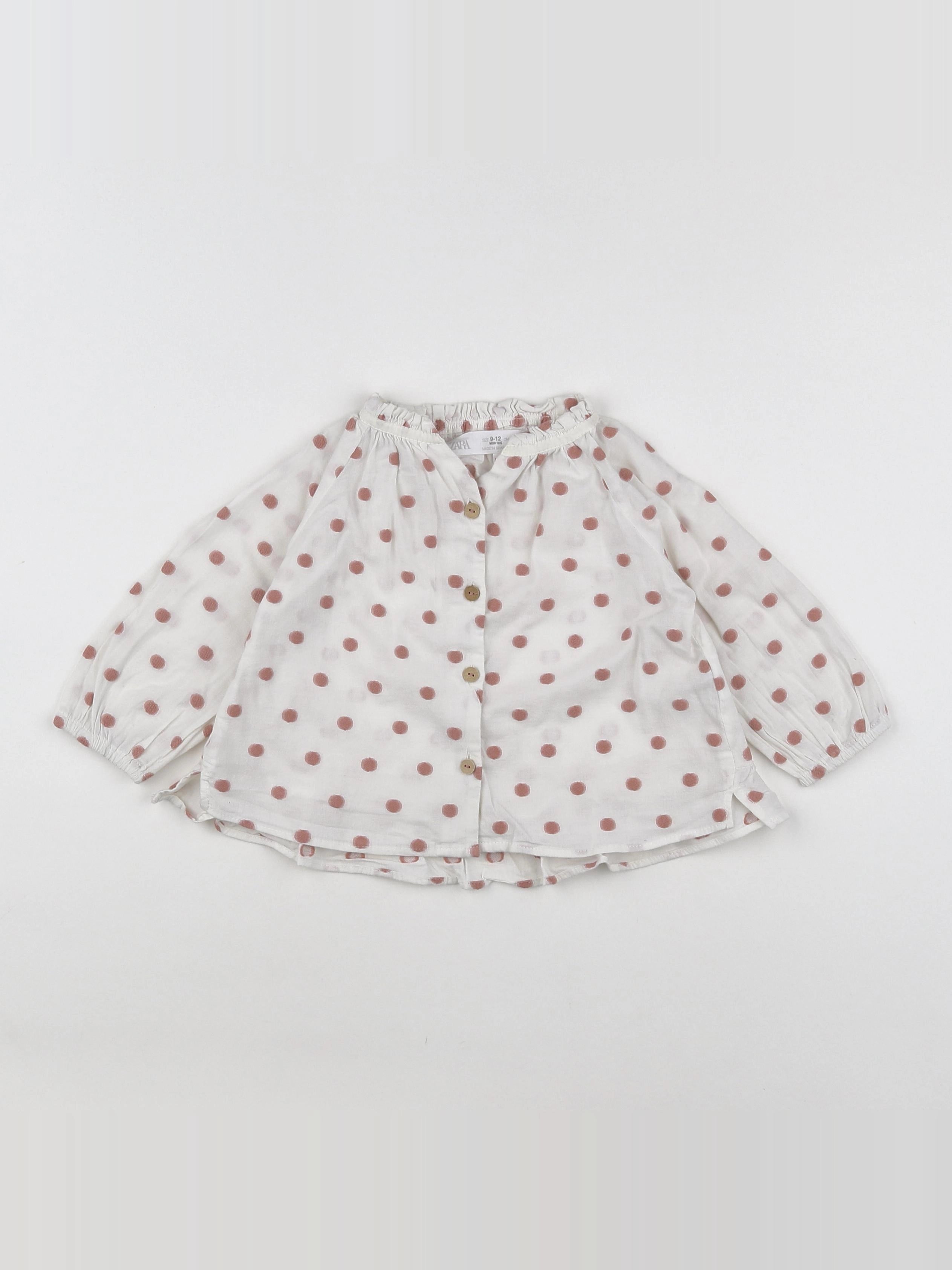 Zara - blouse blanc, rose - 9/12 mois
