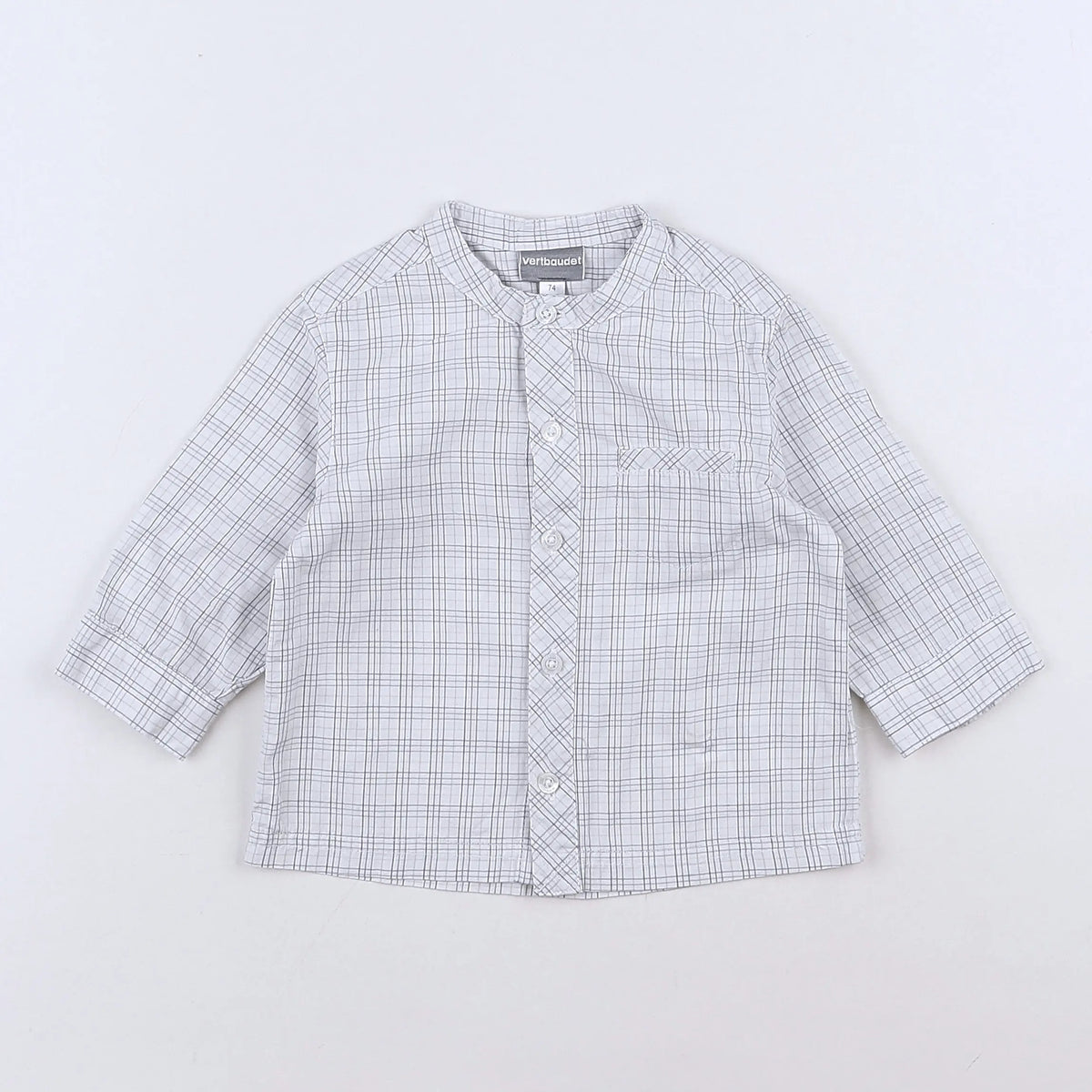 Vertbaudet - chemise blanc, gris - 12 mois