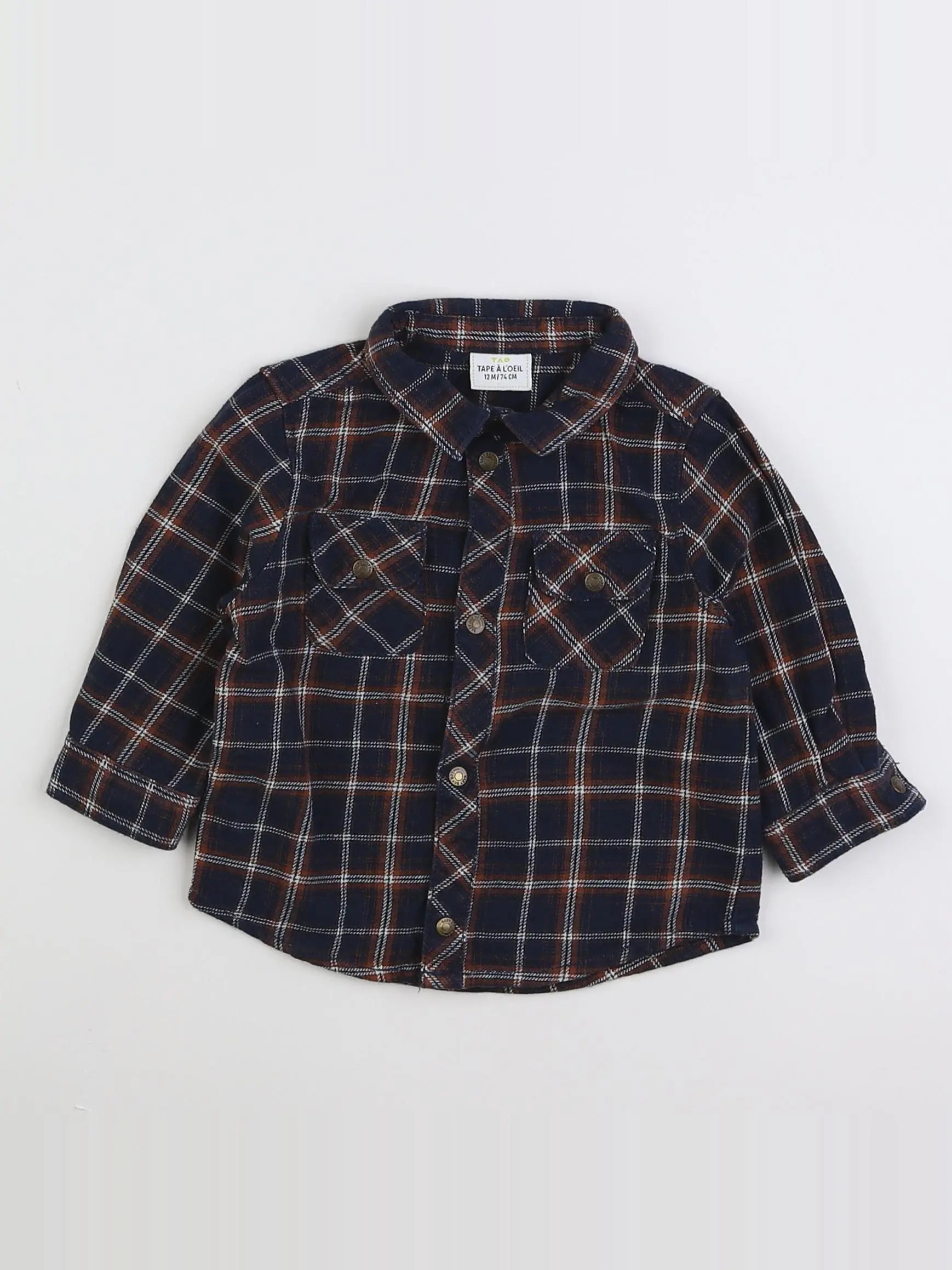 Tape à l'oeil - chemise bleu, marron - 12 mois