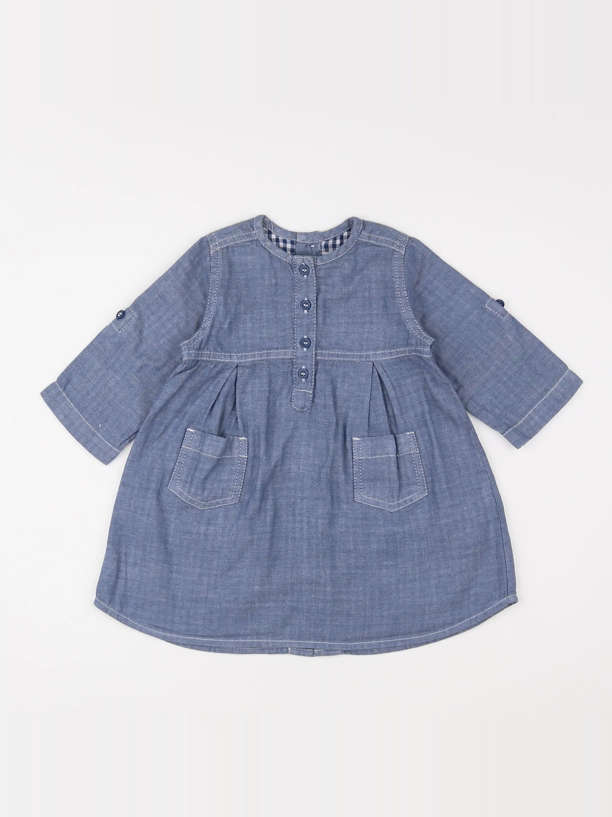 Petit Bateau - robe bleu - 12 mois