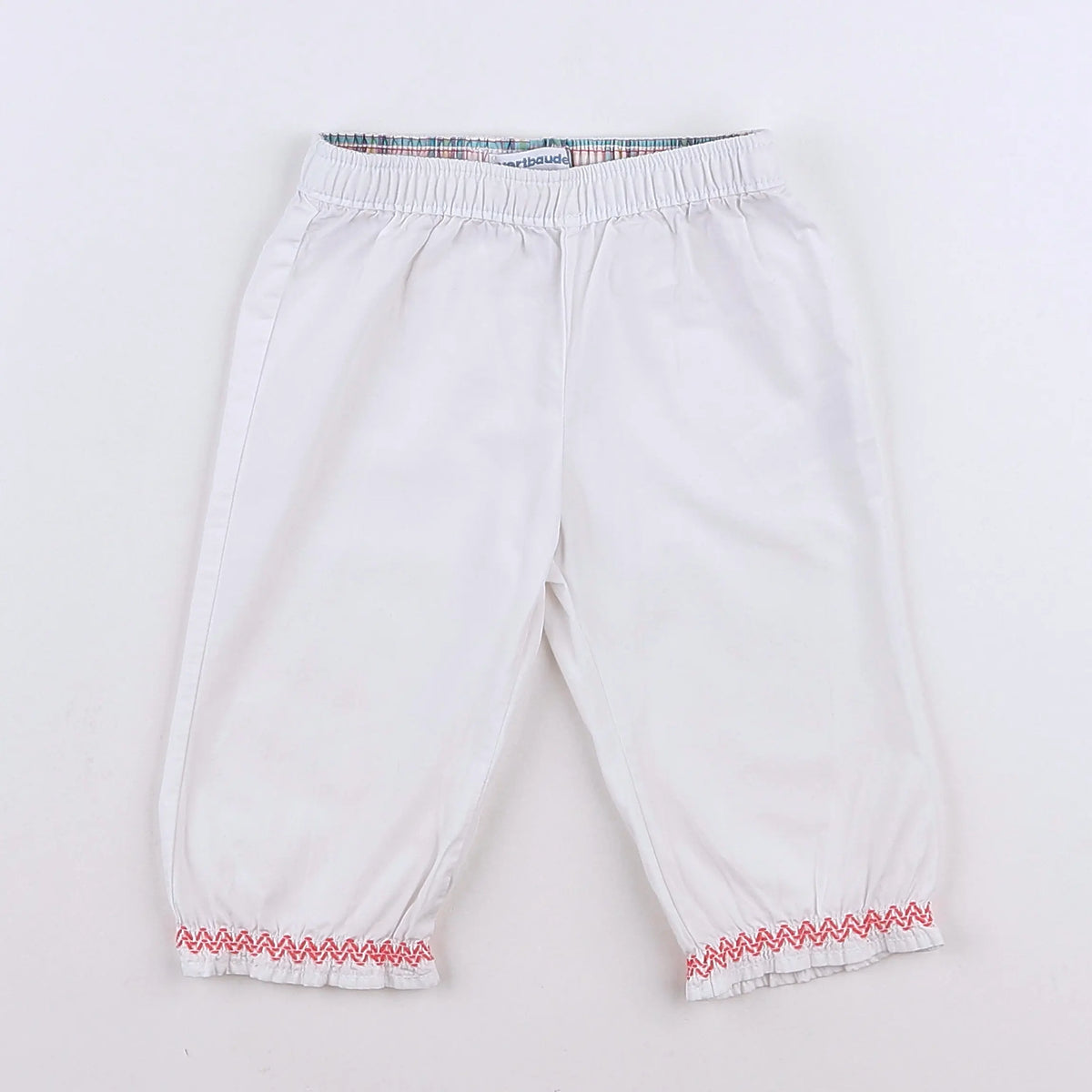 Vertbaudet - pantalon blanc, rose - 12 mois