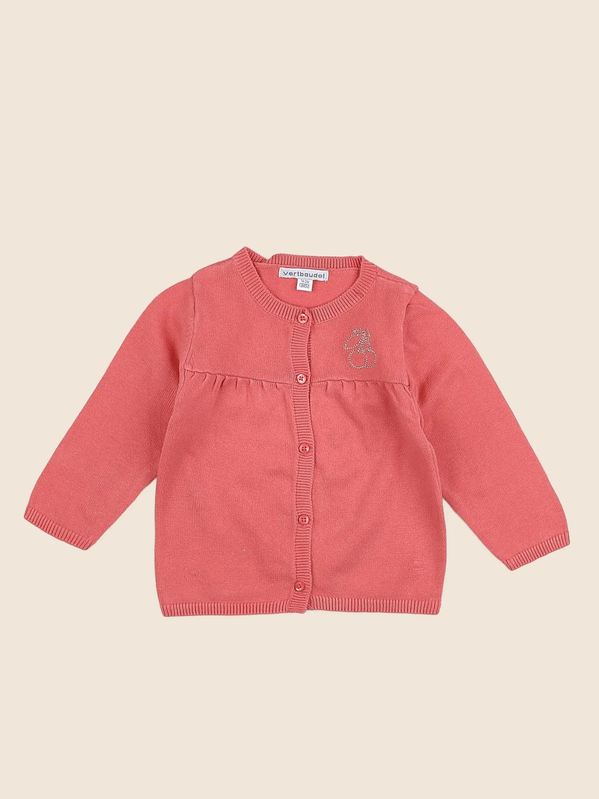 Vertbaudet - gilet rose - 12 mois