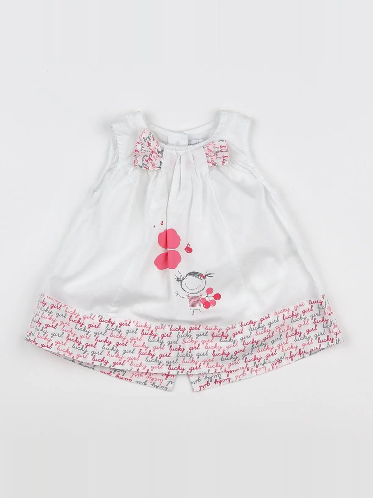 Vertbaudet - robe blanc, rose - 6 mois