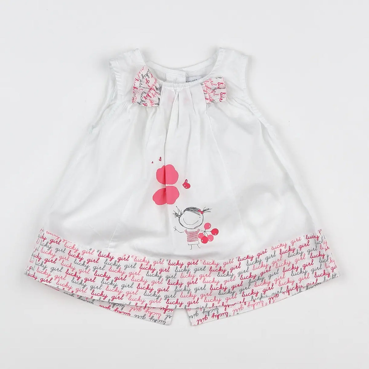 Vertbaudet - robe blanc, rose - 6 mois