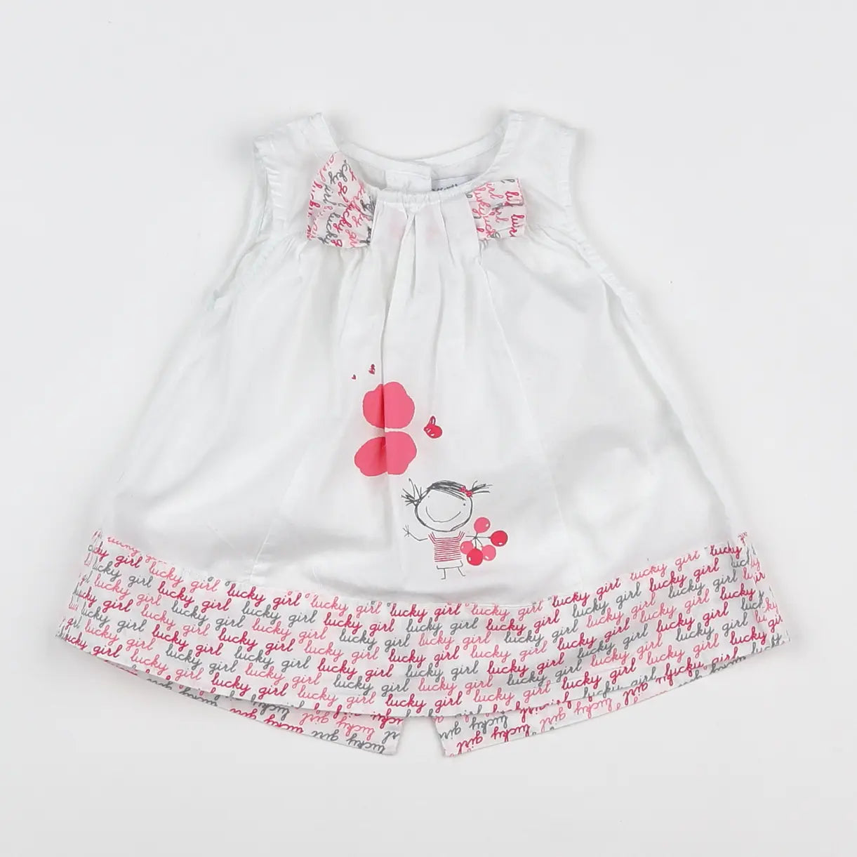 Vertbaudet - robe blanc, rose - 6 mois