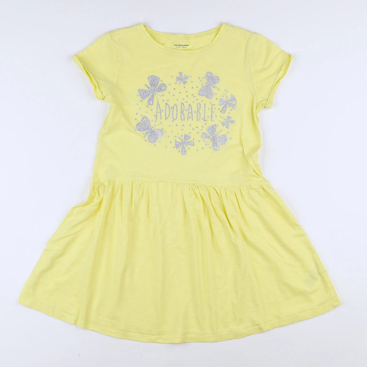 Vertbaudet - robe jaune, argent - 10 ans
