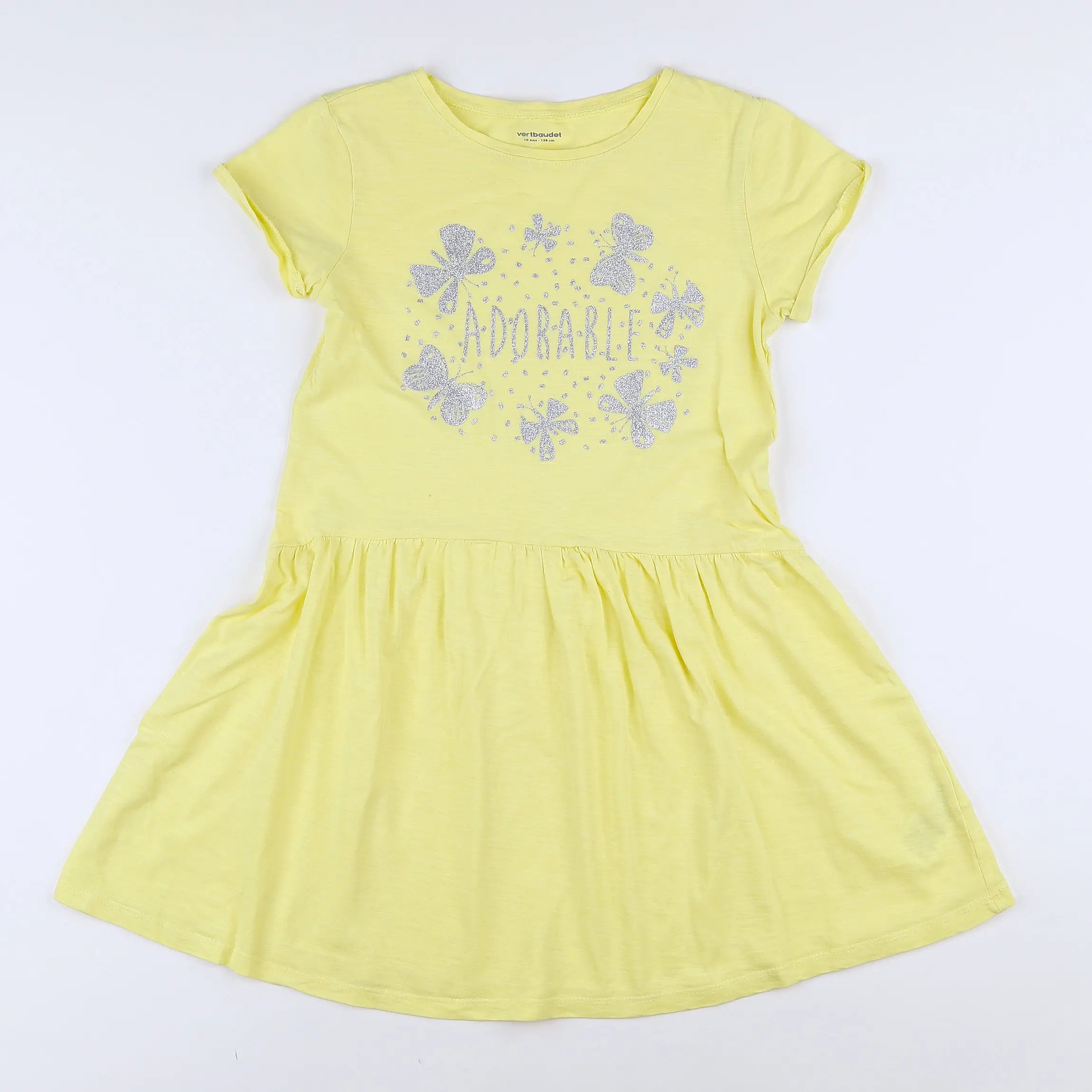 Vertbaudet - robe jaune, argent - 10 ans