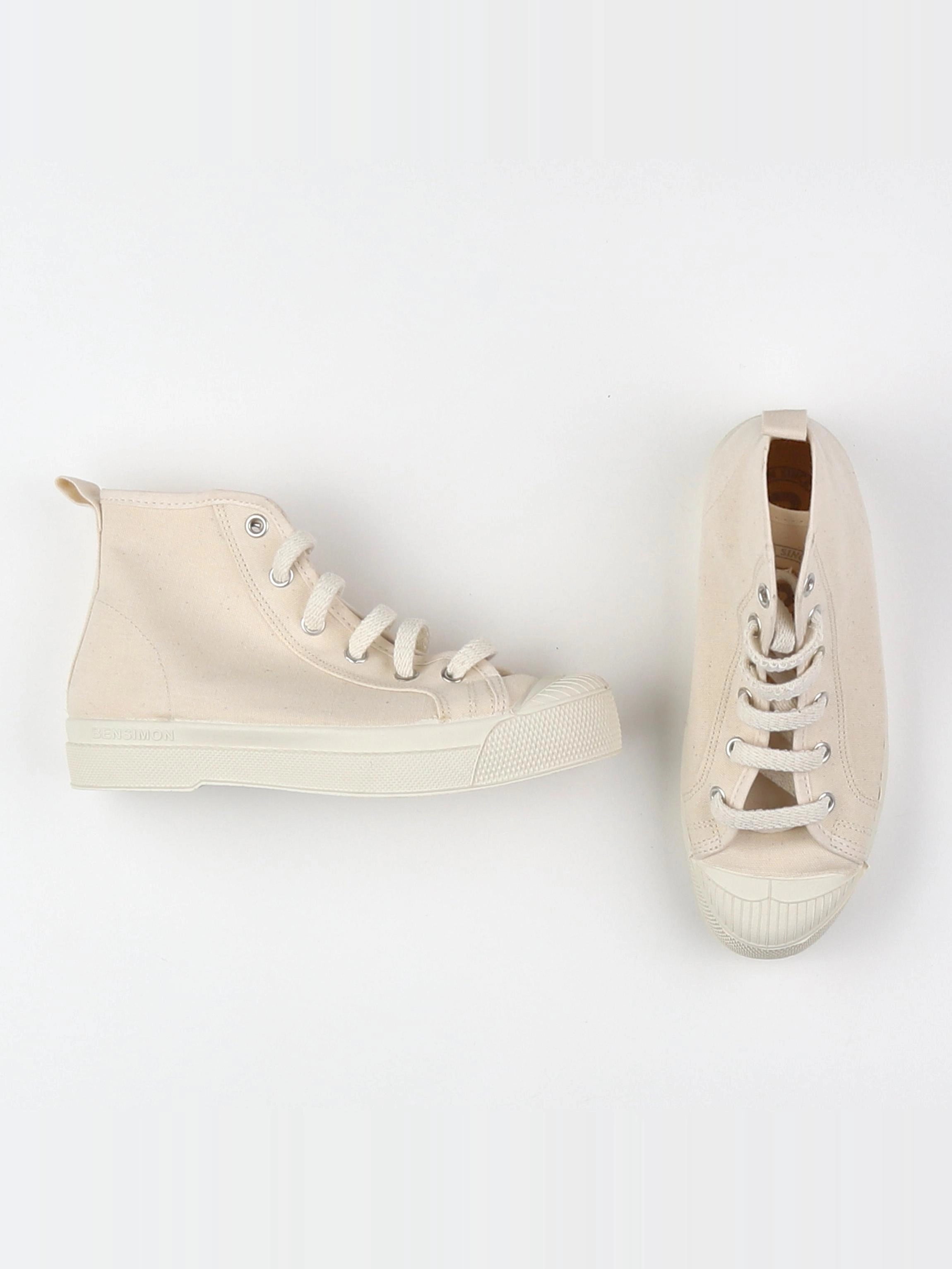 Bensimon - tennis à scratch/ lacets beige (neuf) - pointure 34