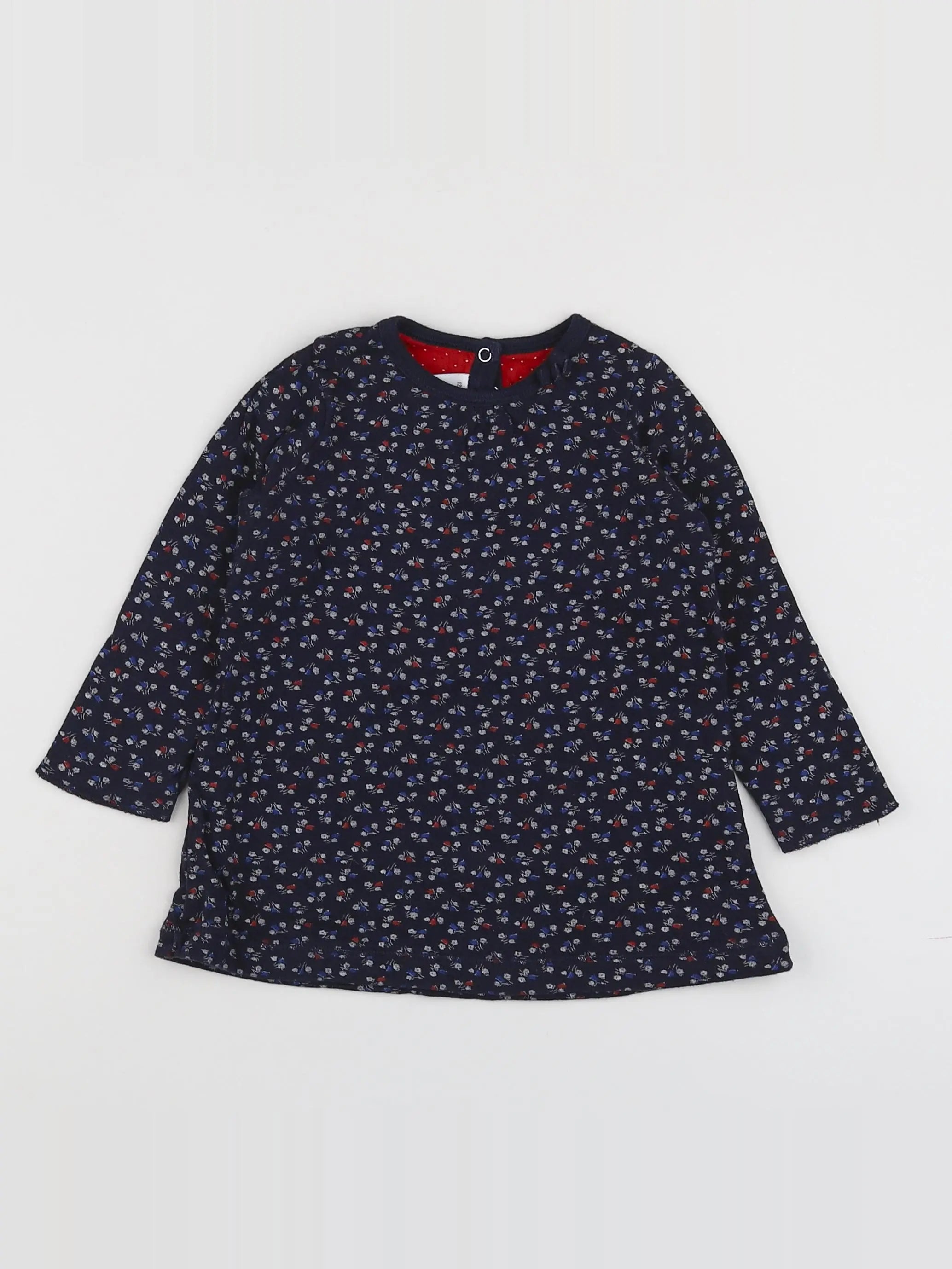 Petit Bateau - robe bleu, rouge - 12 mois