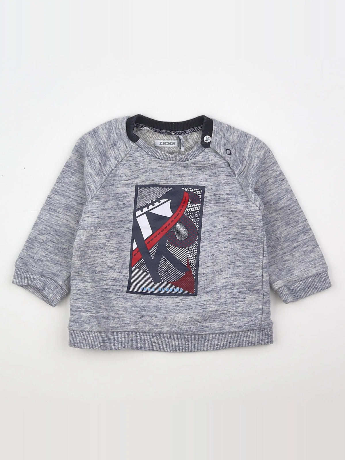 IKKS - sweat bleu, gris - 12 mois