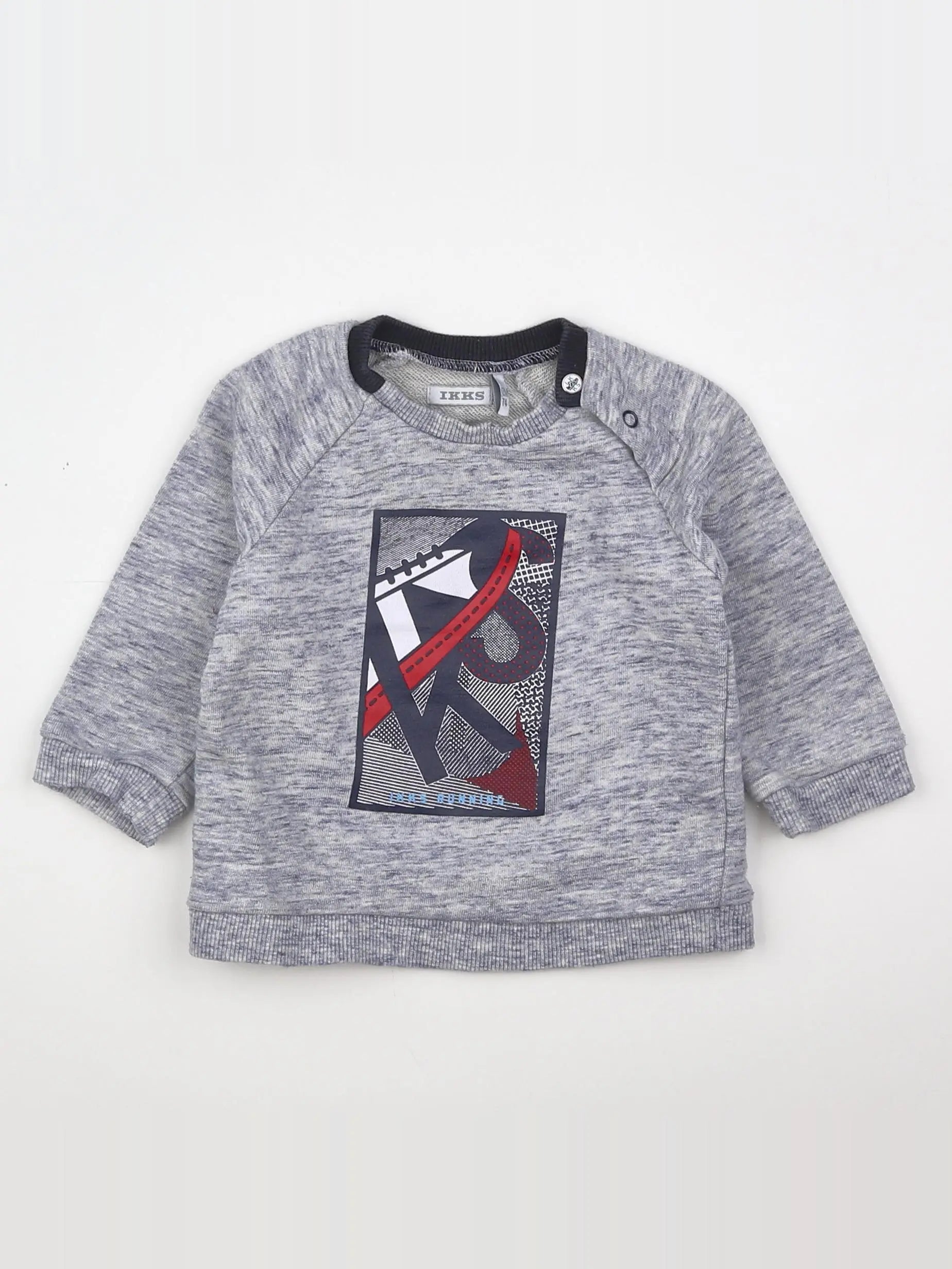 IKKS - sweat bleu, gris - 12 mois