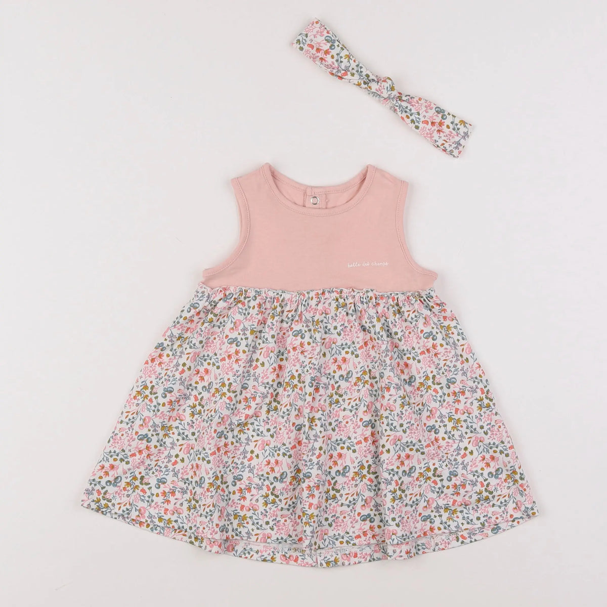 Vertbaudet - ensemble rose, vert - 6 mois