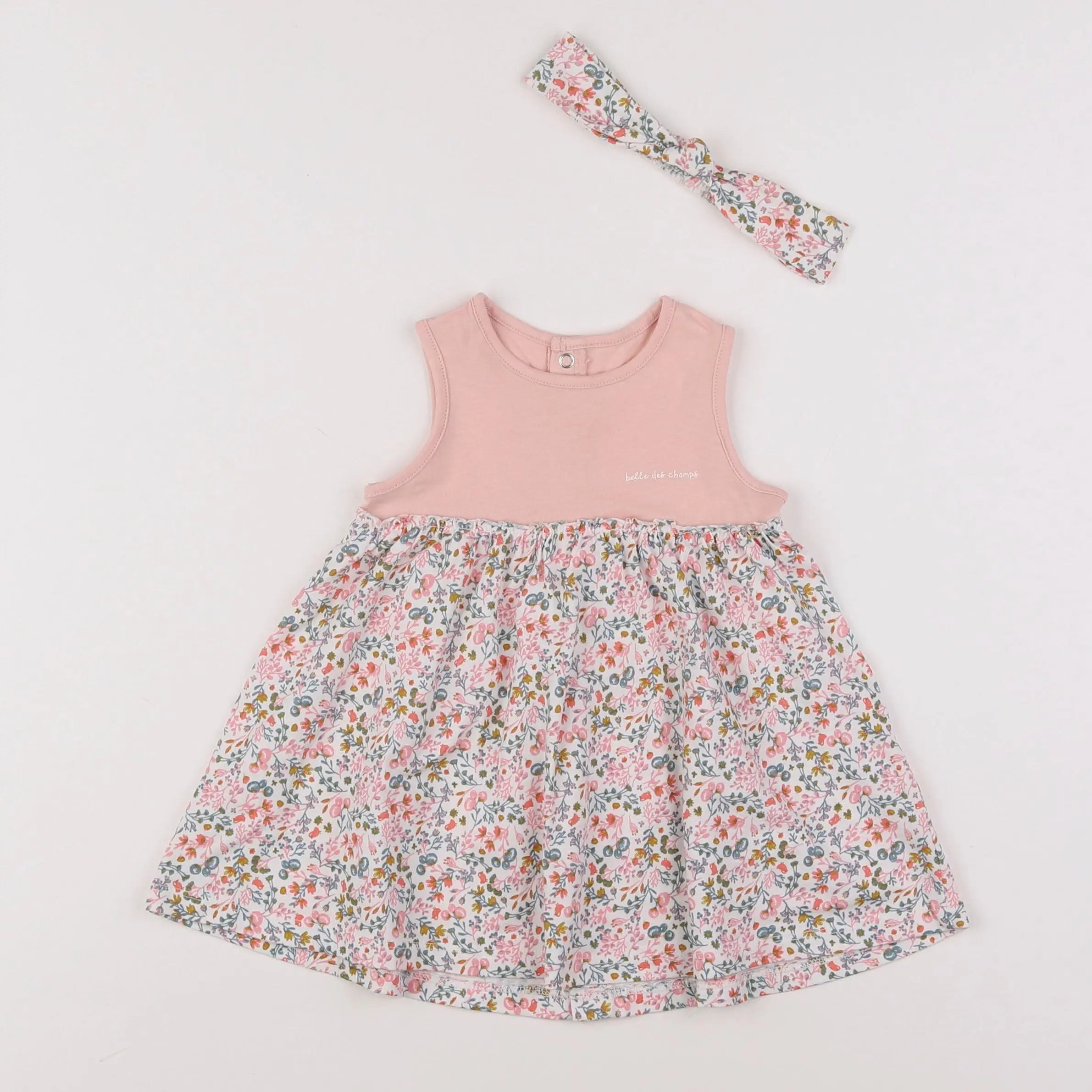 Vertbaudet - ensemble rose, vert - 6 mois