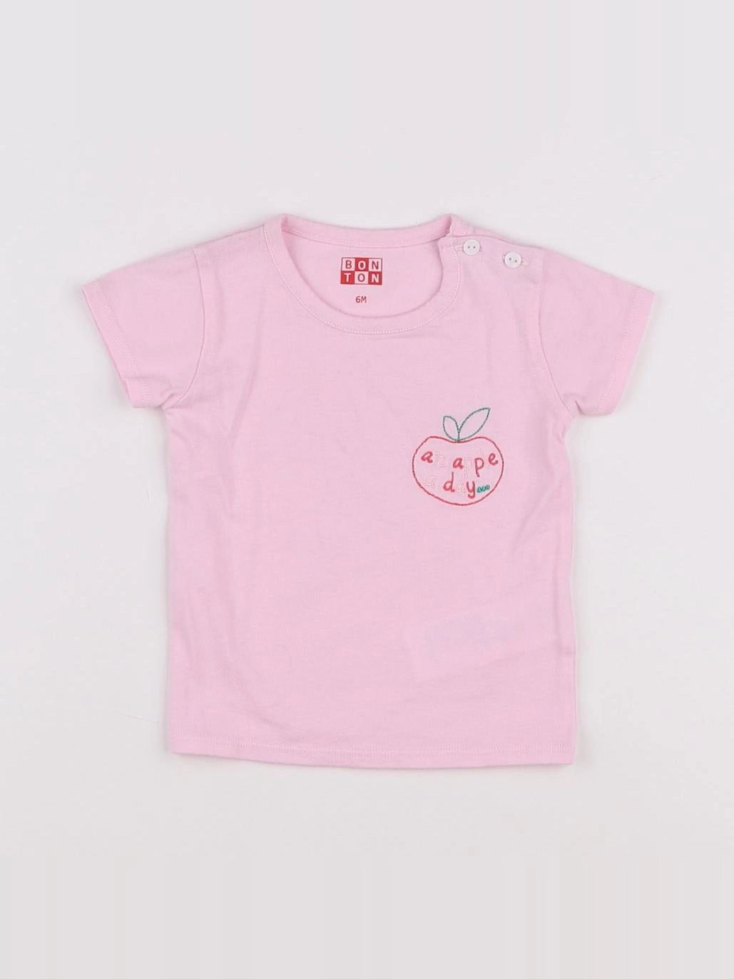 Bonton - tee-shirt rose - 6 mois