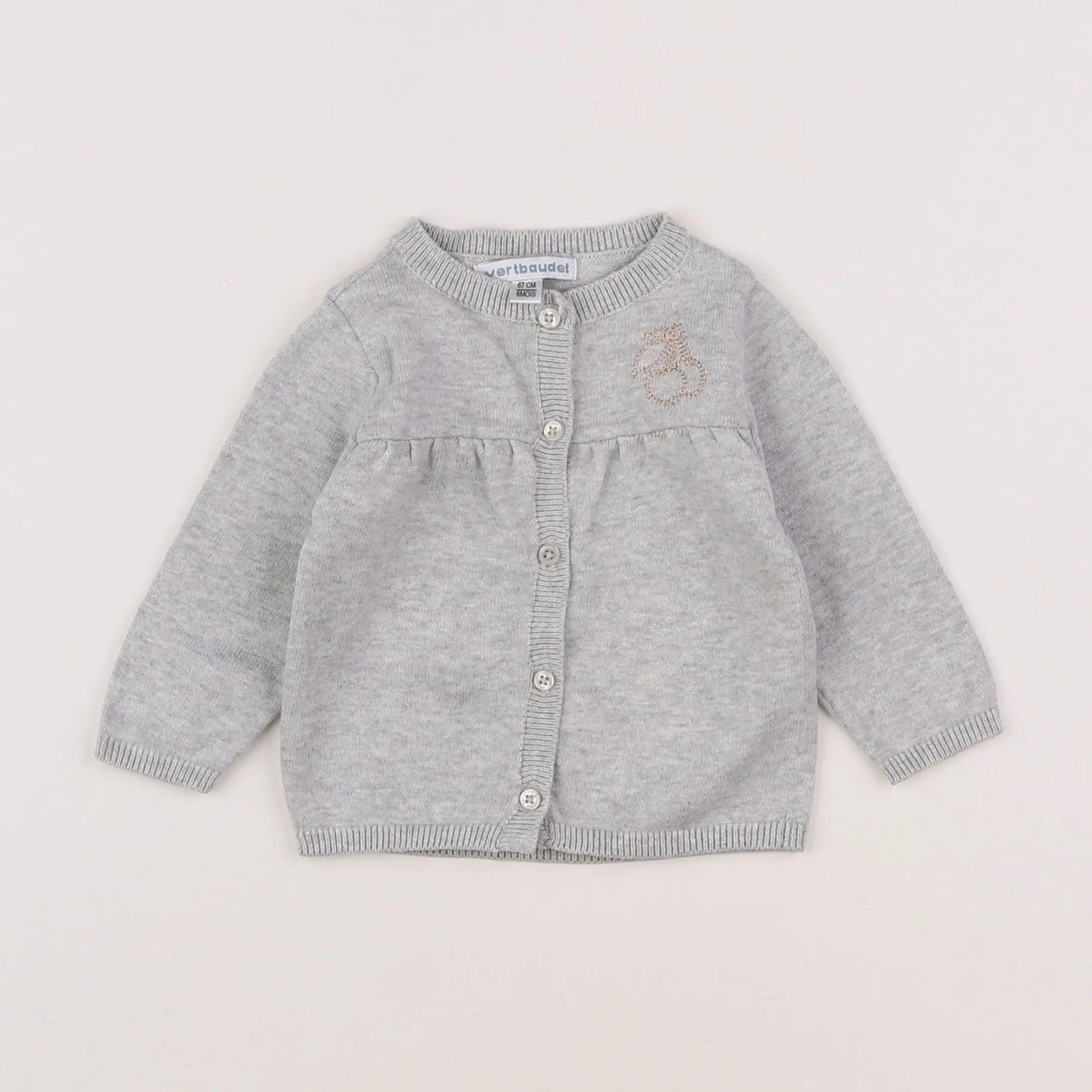 Vertbaudet - gilet gris - 6 mois