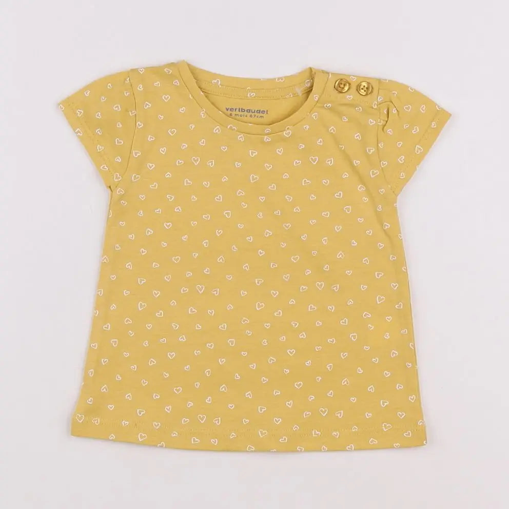 Vertbaudet - tee-shirt jaune - 6 mois