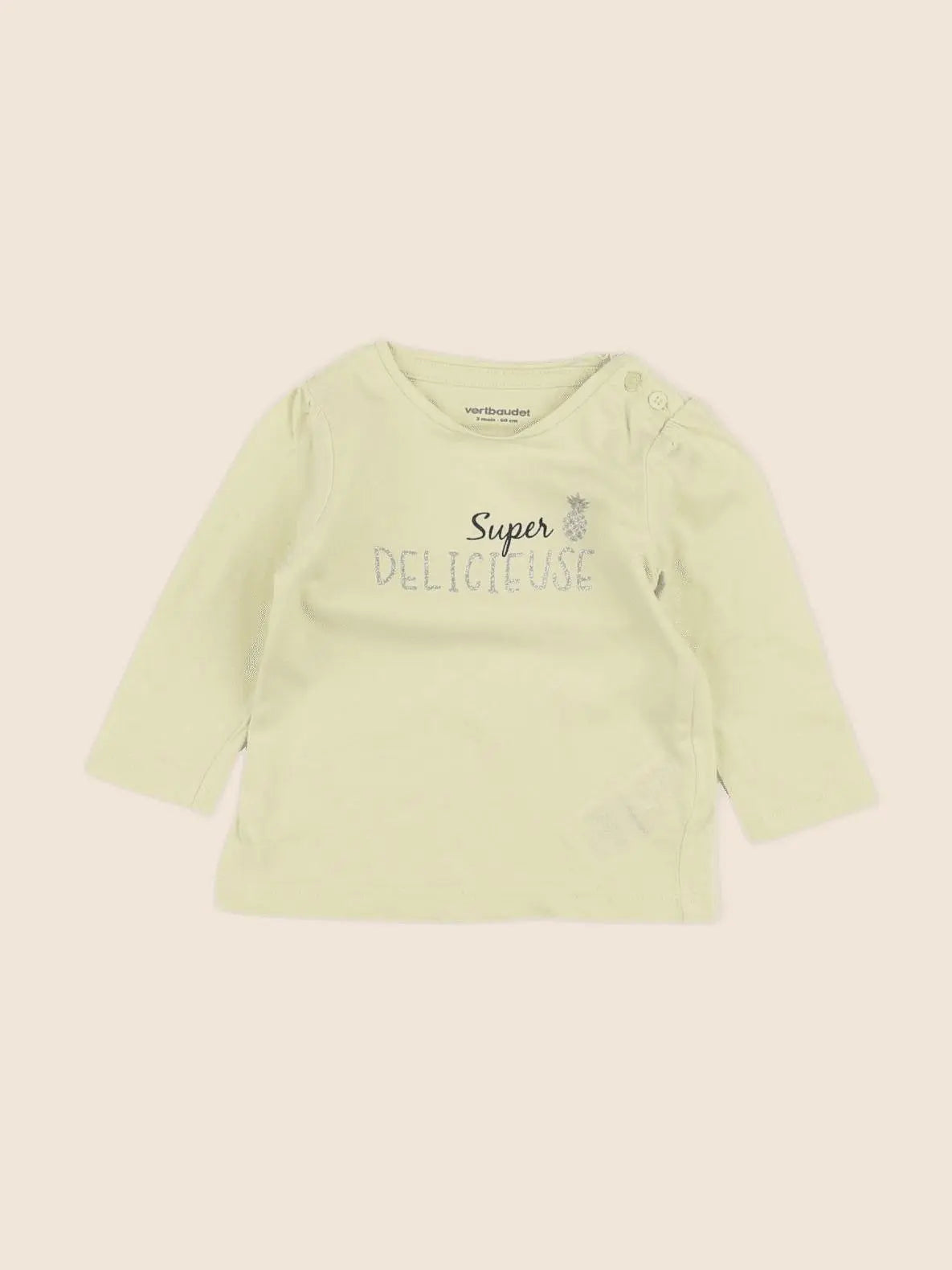 Vertbaudet - tee-shirt jaune, or - 3 mois