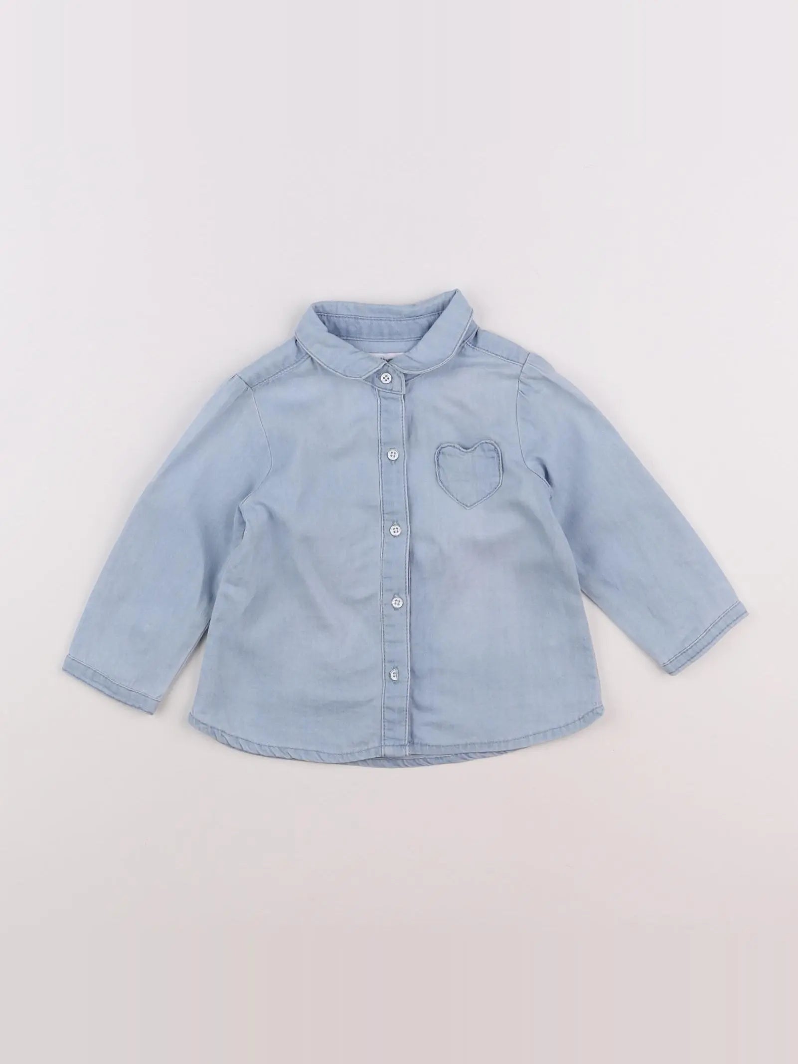 Vertbaudet - chemise bleu - 12 mois