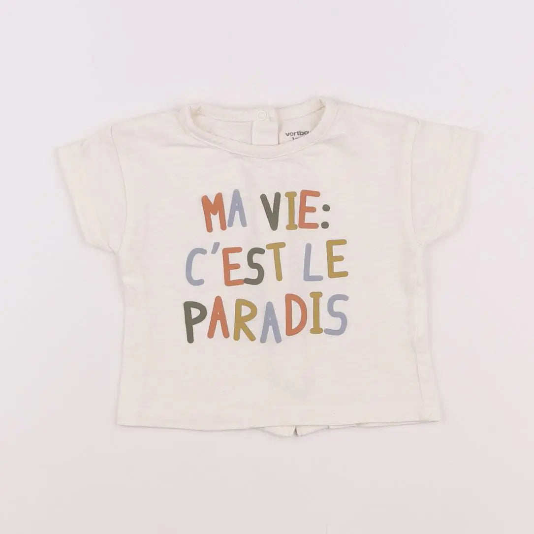 Vertbaudet - tee-shirt blanc - 3 mois