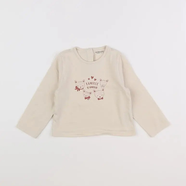 Vertbaudet - tee-shirt beige - 18 mois