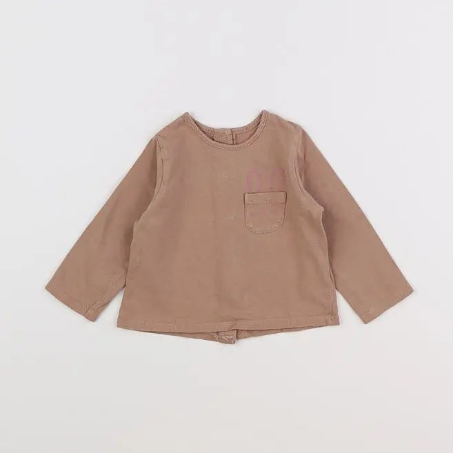 Vertbaudet - tee-shirt marron - 6 mois