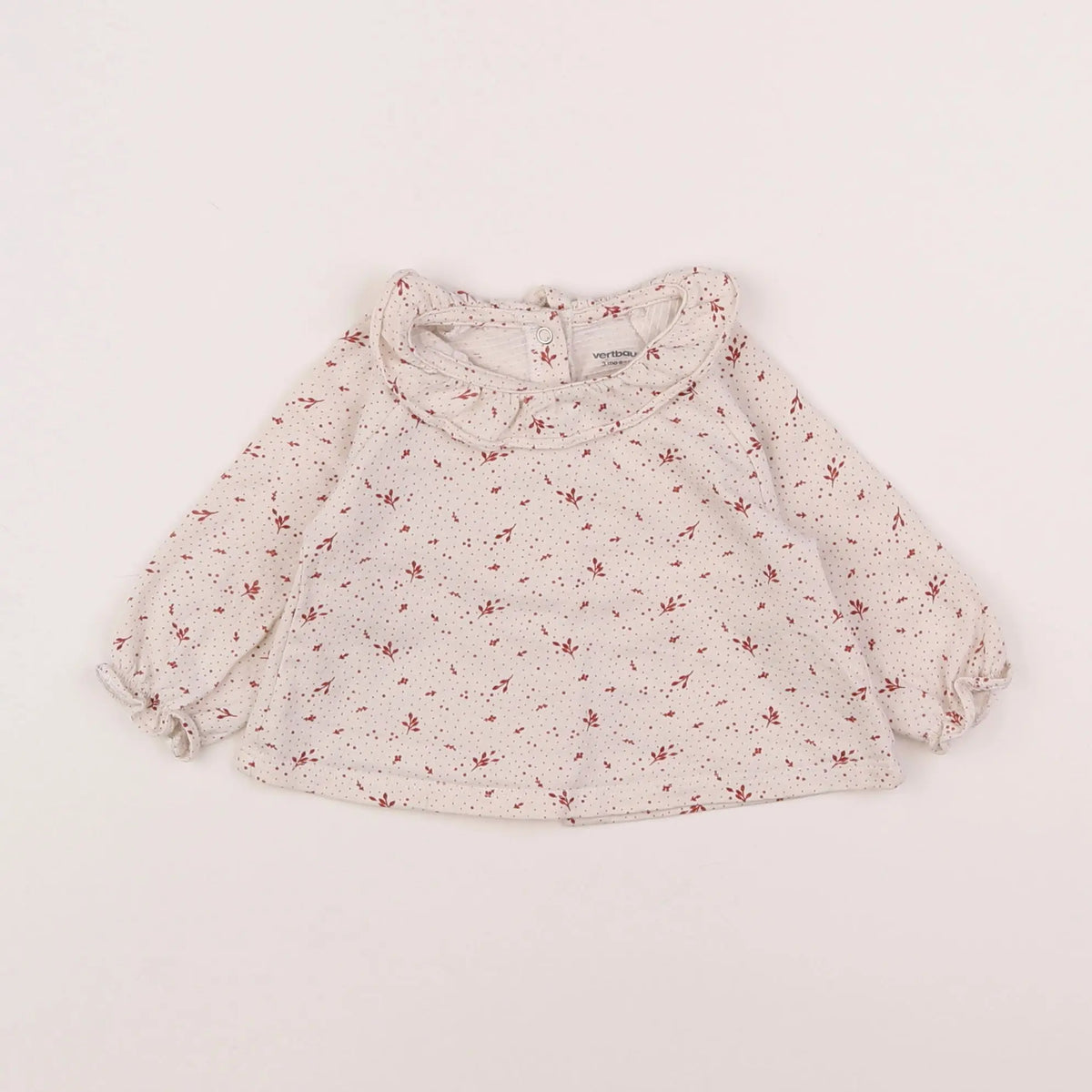 Vertbaudet - tee-shirt gris, rose - 3 mois