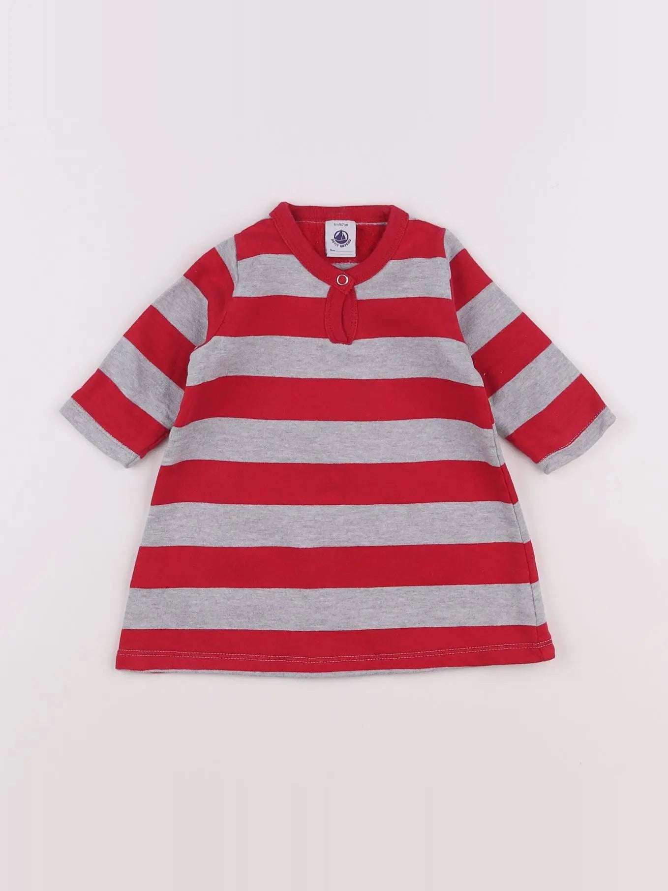 Petit Bateau - robe gris, rose - 6 mois