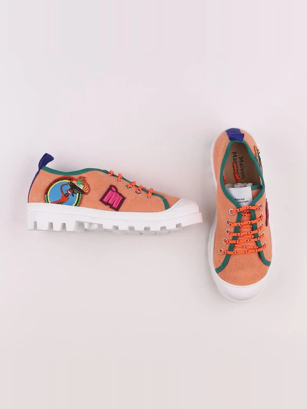 Maison Mangostan - tennis à scratch/ lacets orange - pointure 37