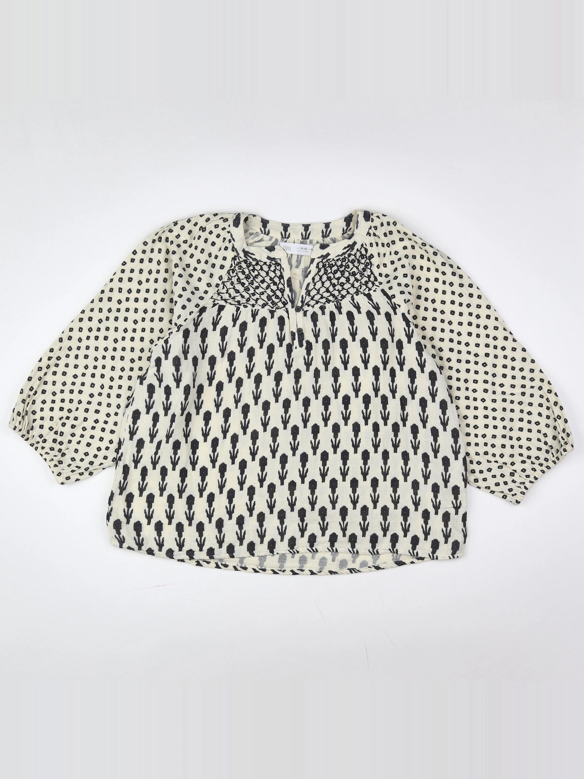 Zara - blouse blanc, noir - 11/12 ans