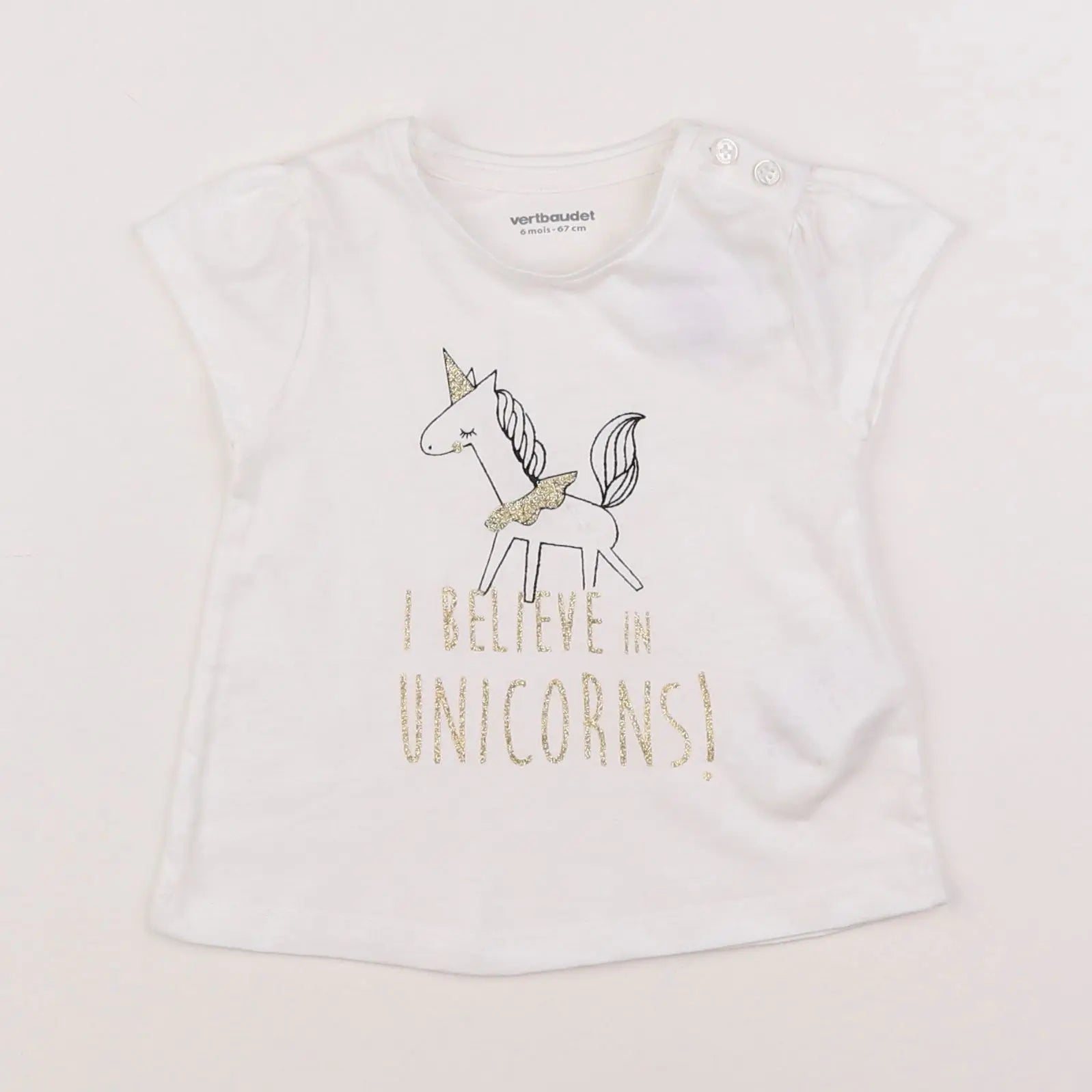 Vertbaudet - tee-shirt blanc - 6 mois