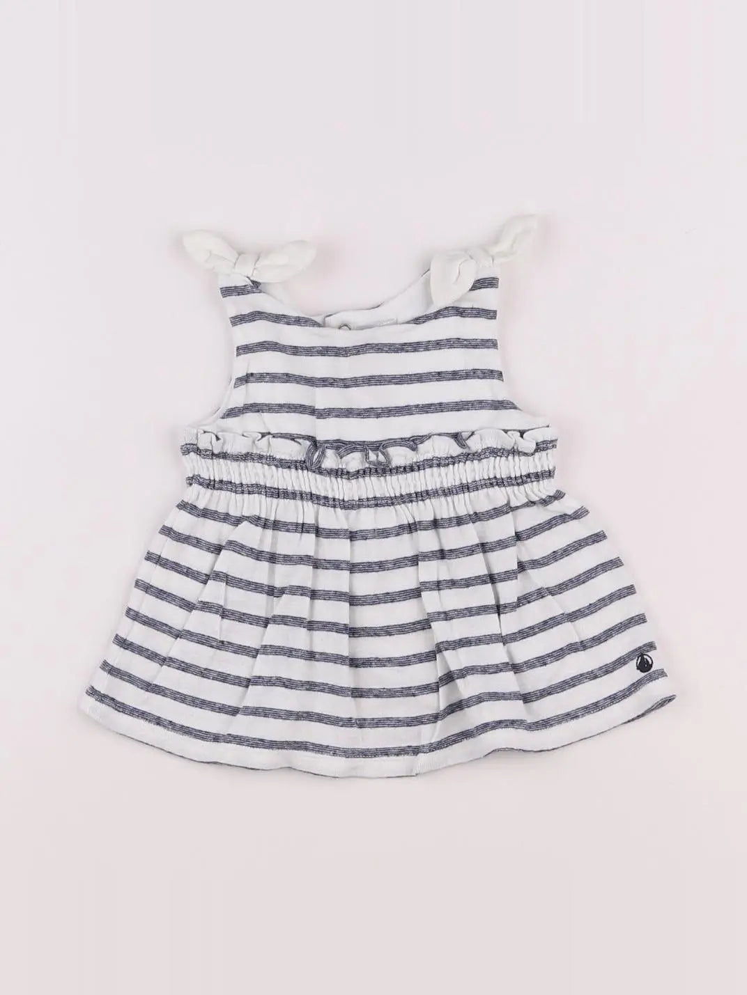 Petit Bateau - robe blanc, bleu - 6 mois