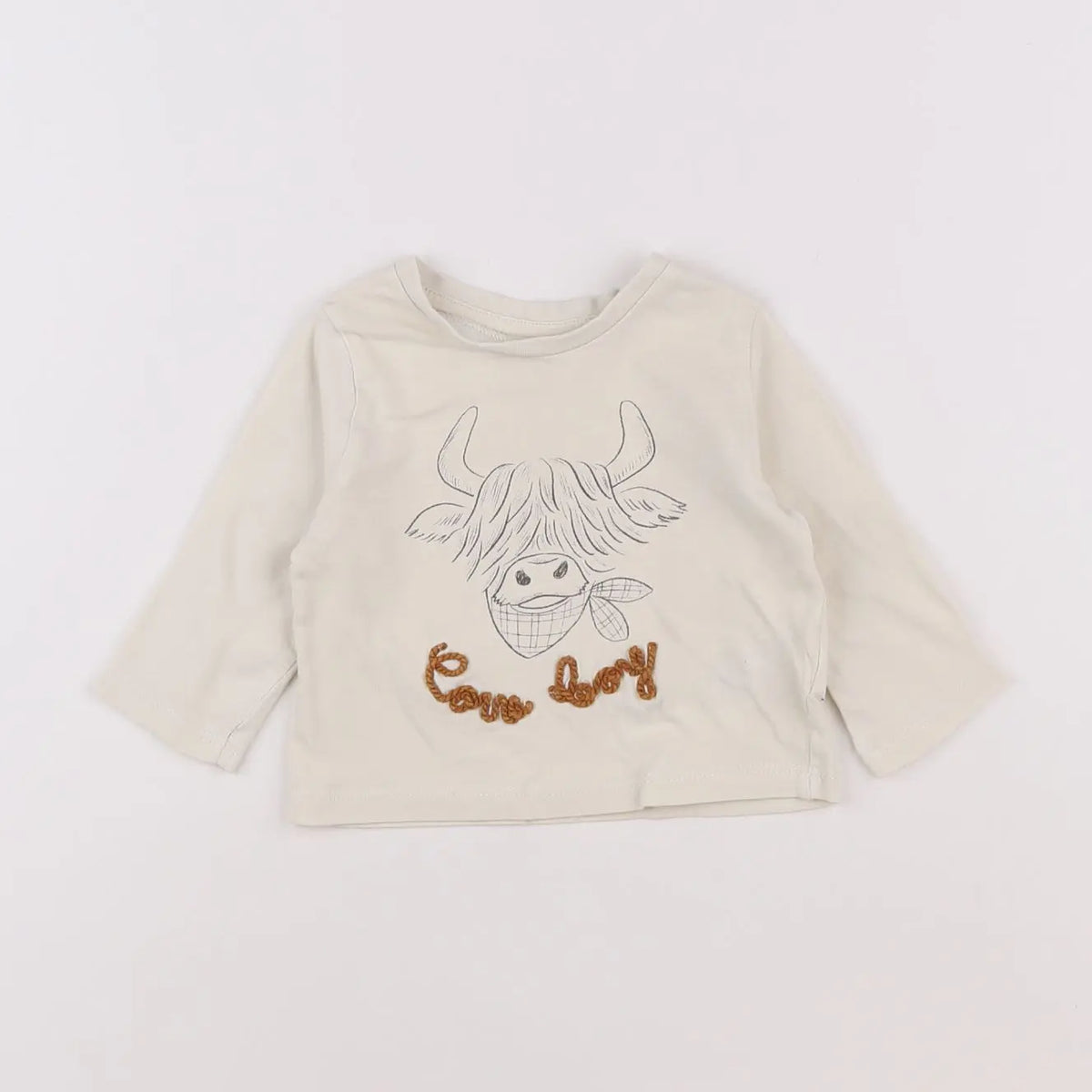 Vertbaudet - tee-shirt beige - 6 mois