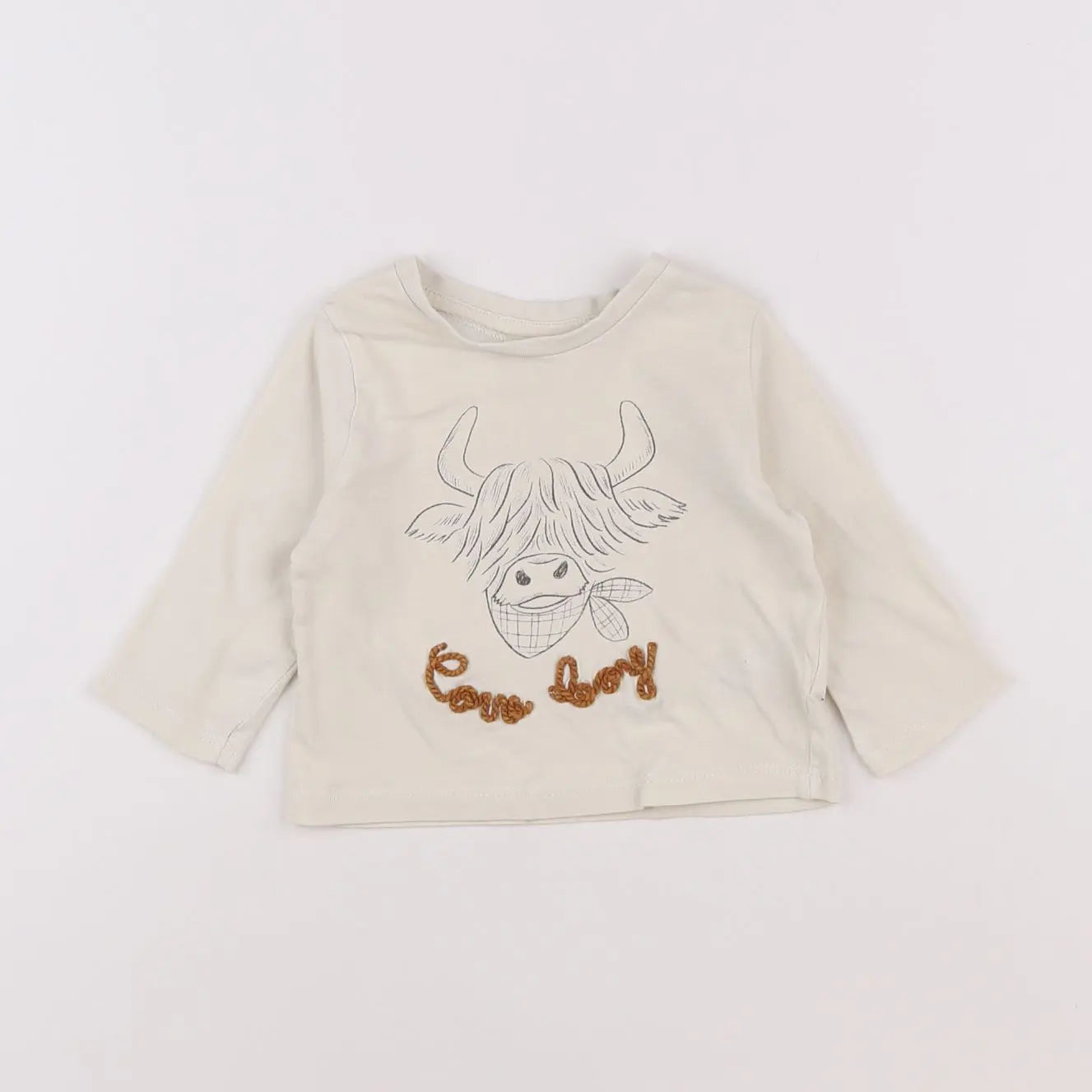 Vertbaudet - tee-shirt beige - 6 mois
