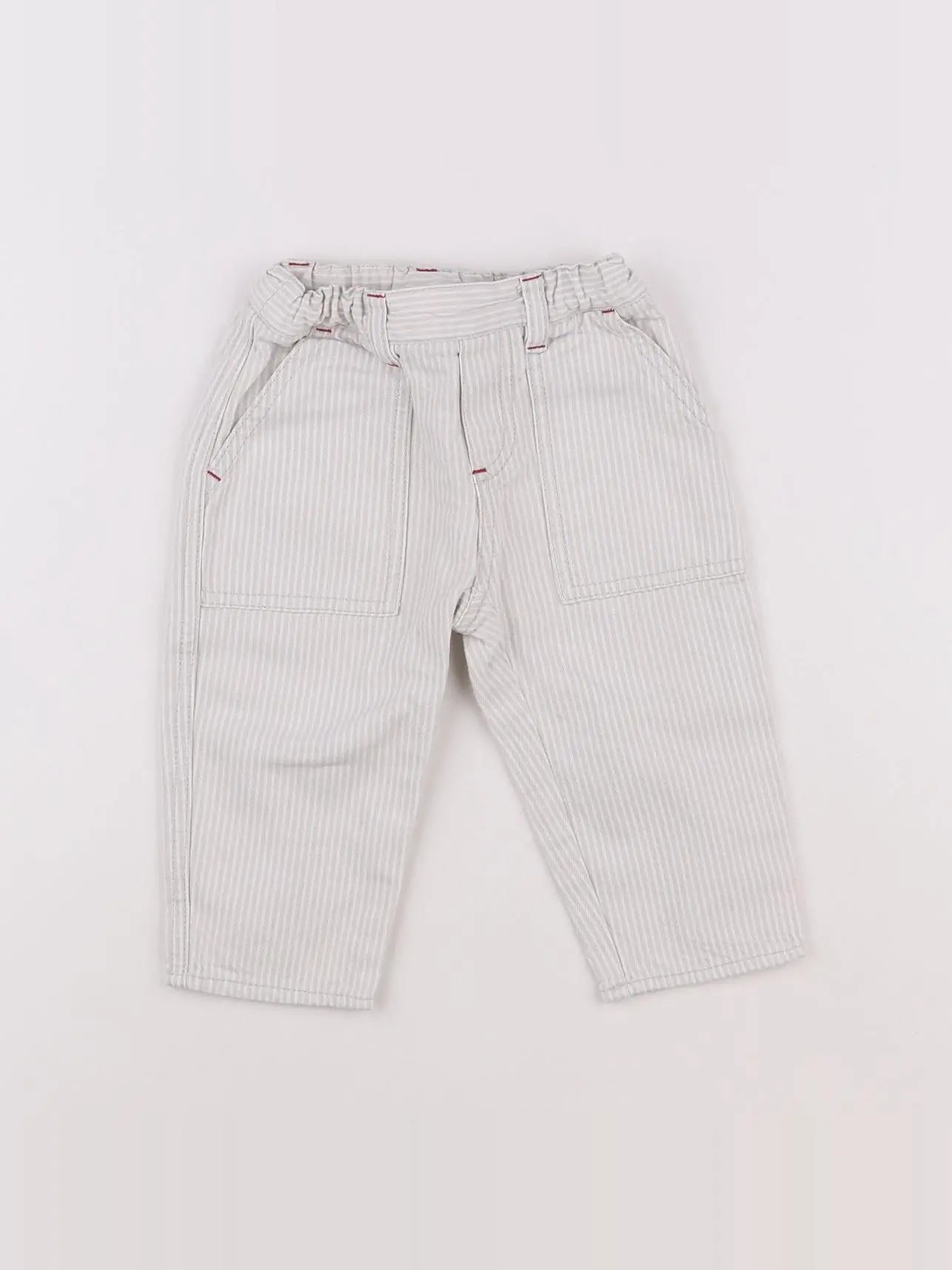 Petit Bateau - pantalon blanc, gris - 12 mois
