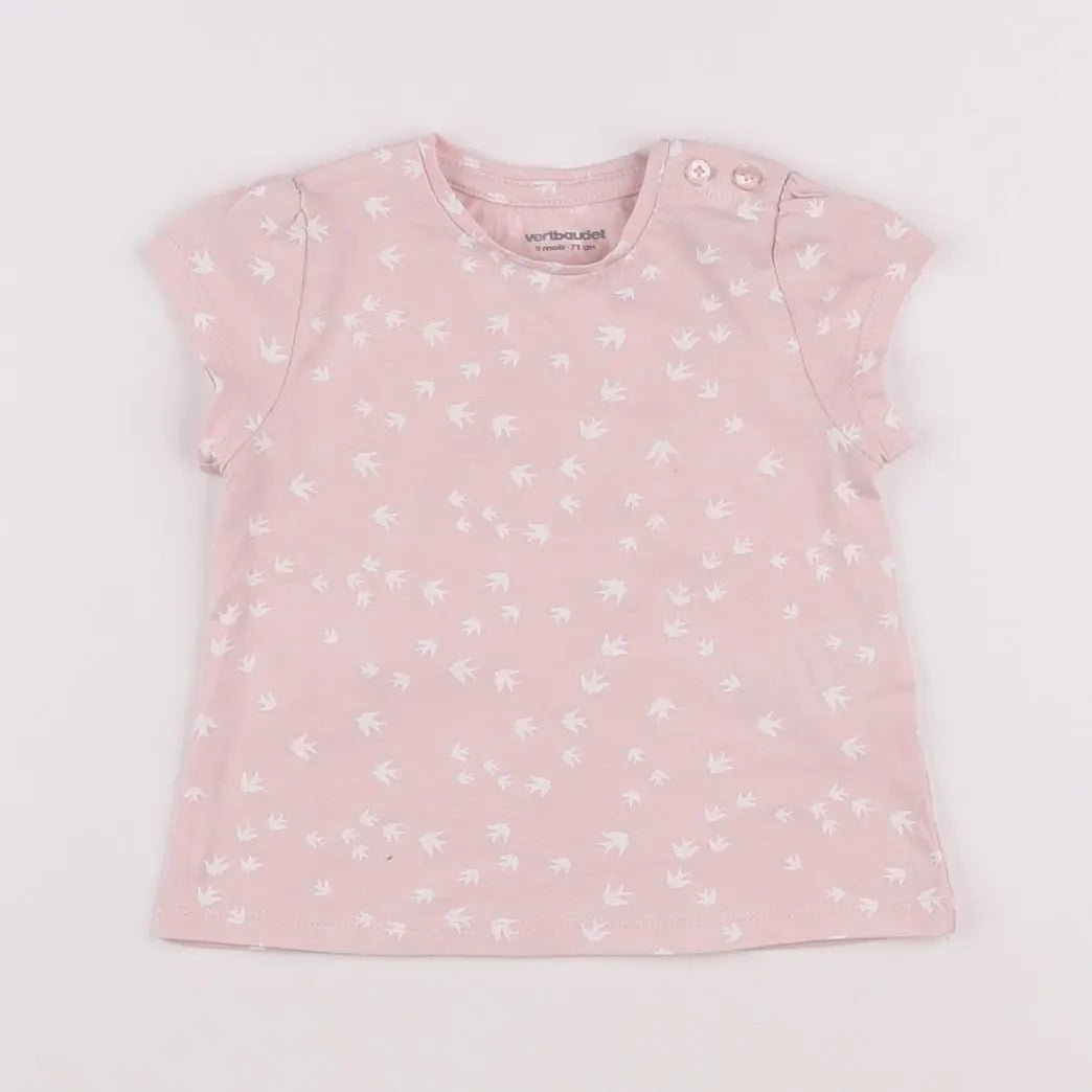 Vertbaudet - tee-shirt rose - 9 mois