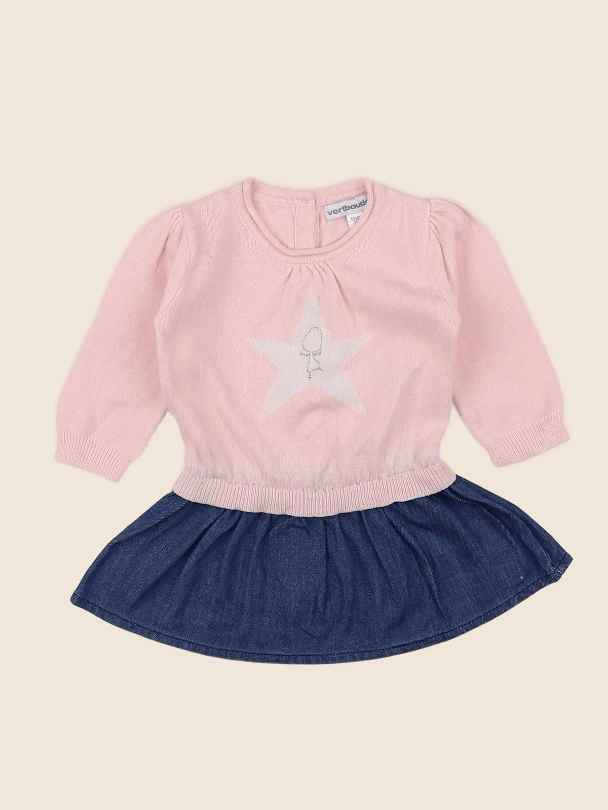 Vertbaudet - robe rose, bleu - 3 mois