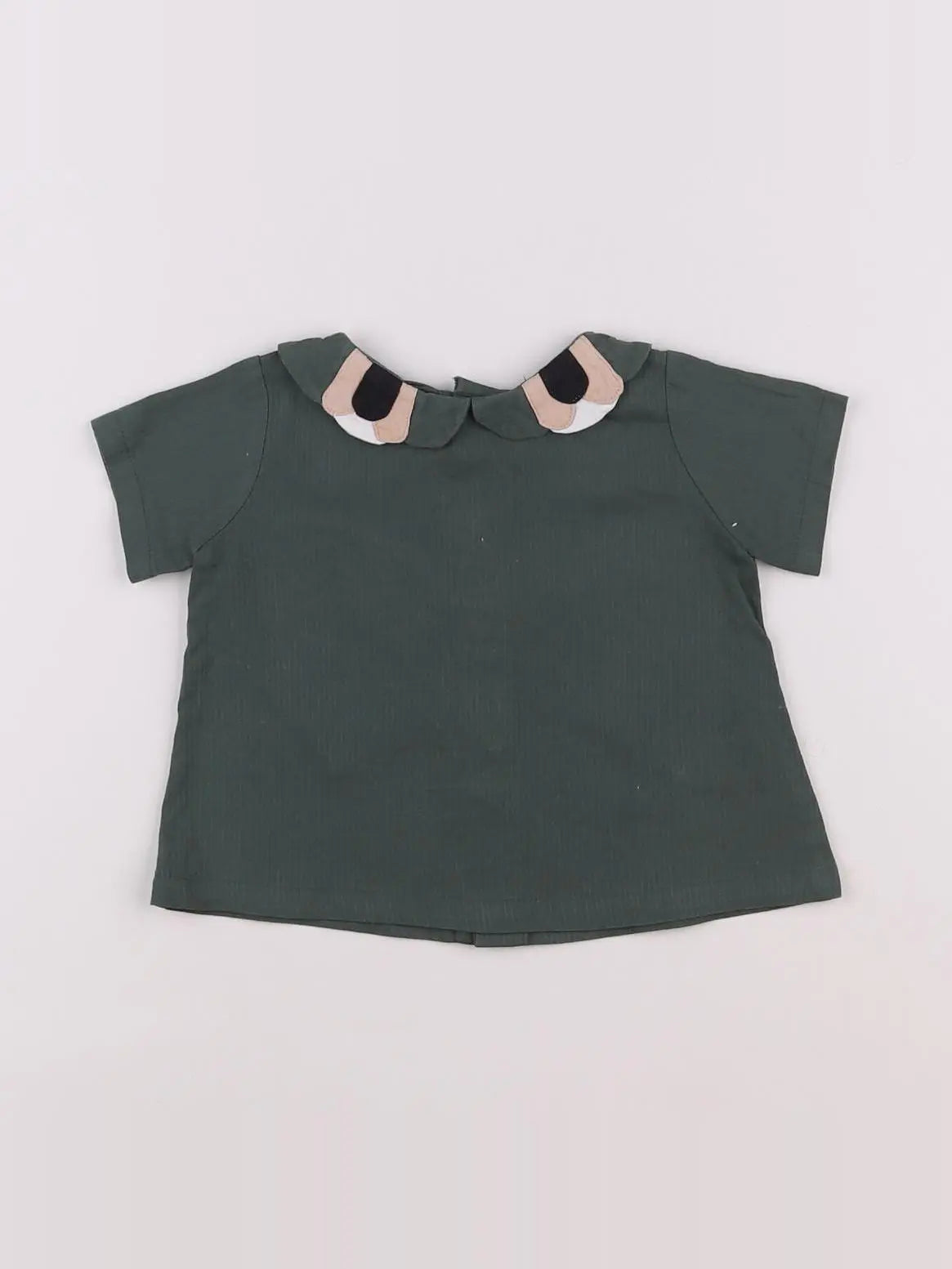Monoprix - blouse vert - 6/9 mois