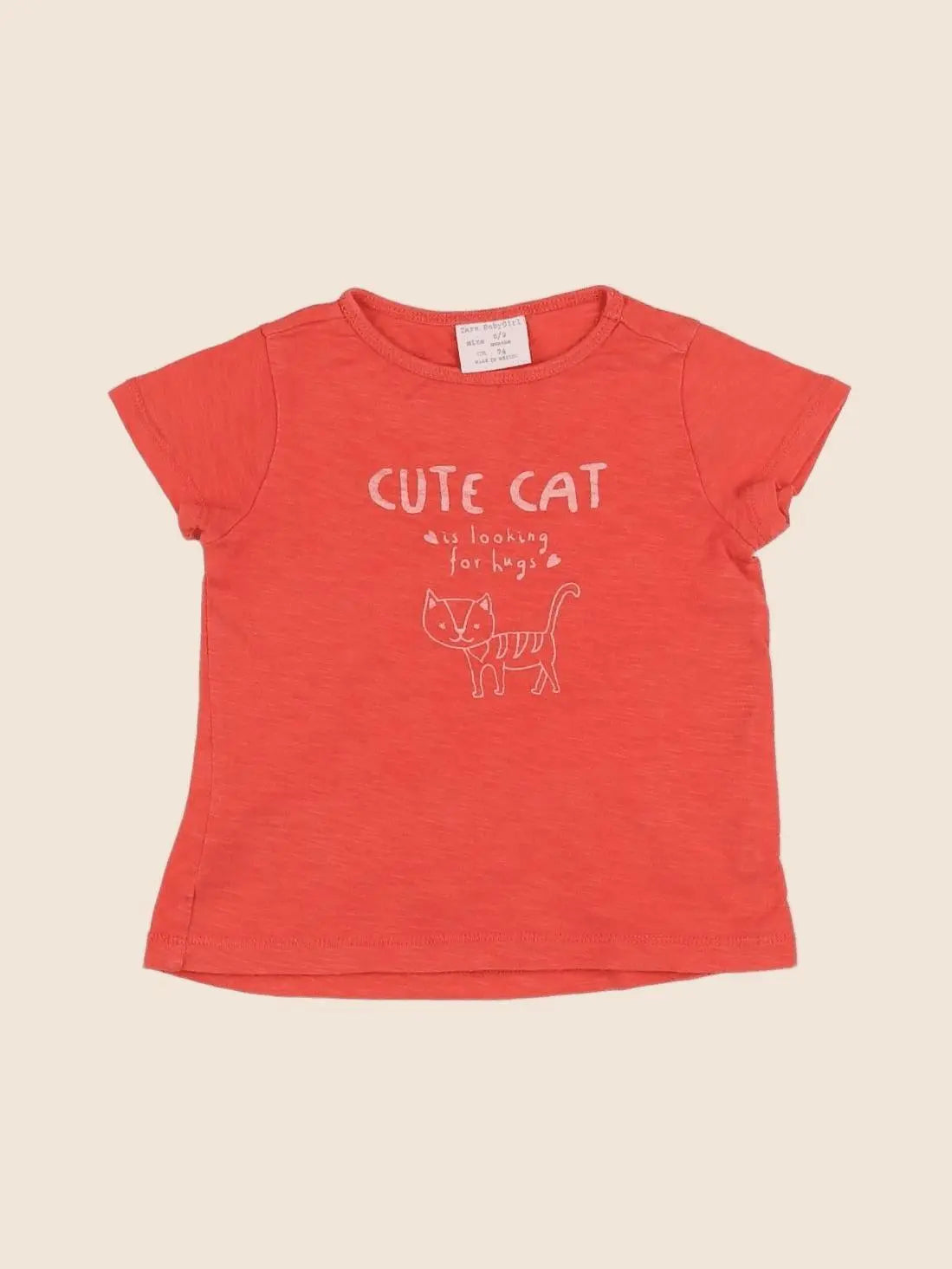Zara - tee-shirt orange - 6/9 mois