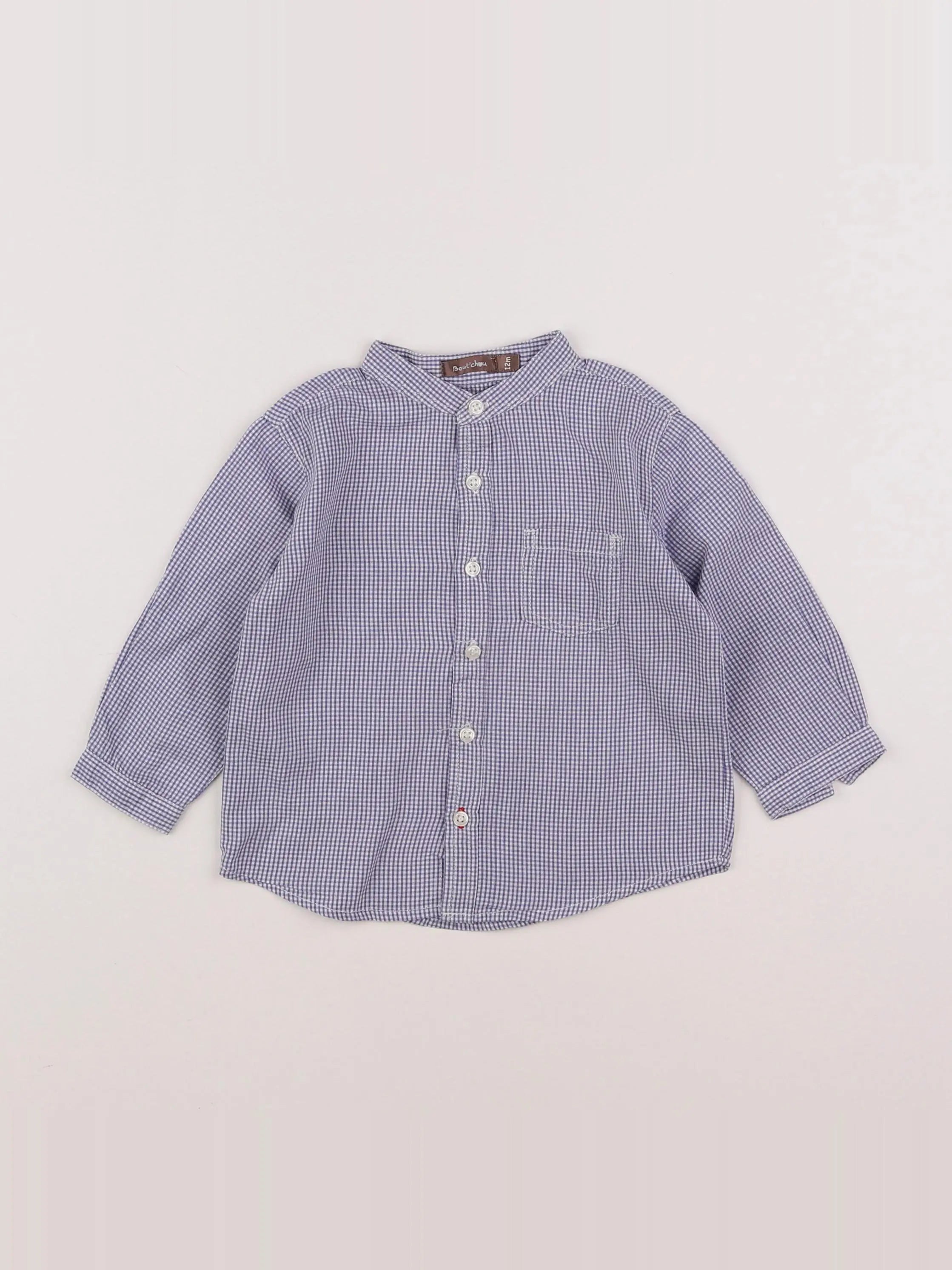 Boutchou - chemise blanc, bleu - 12 mois