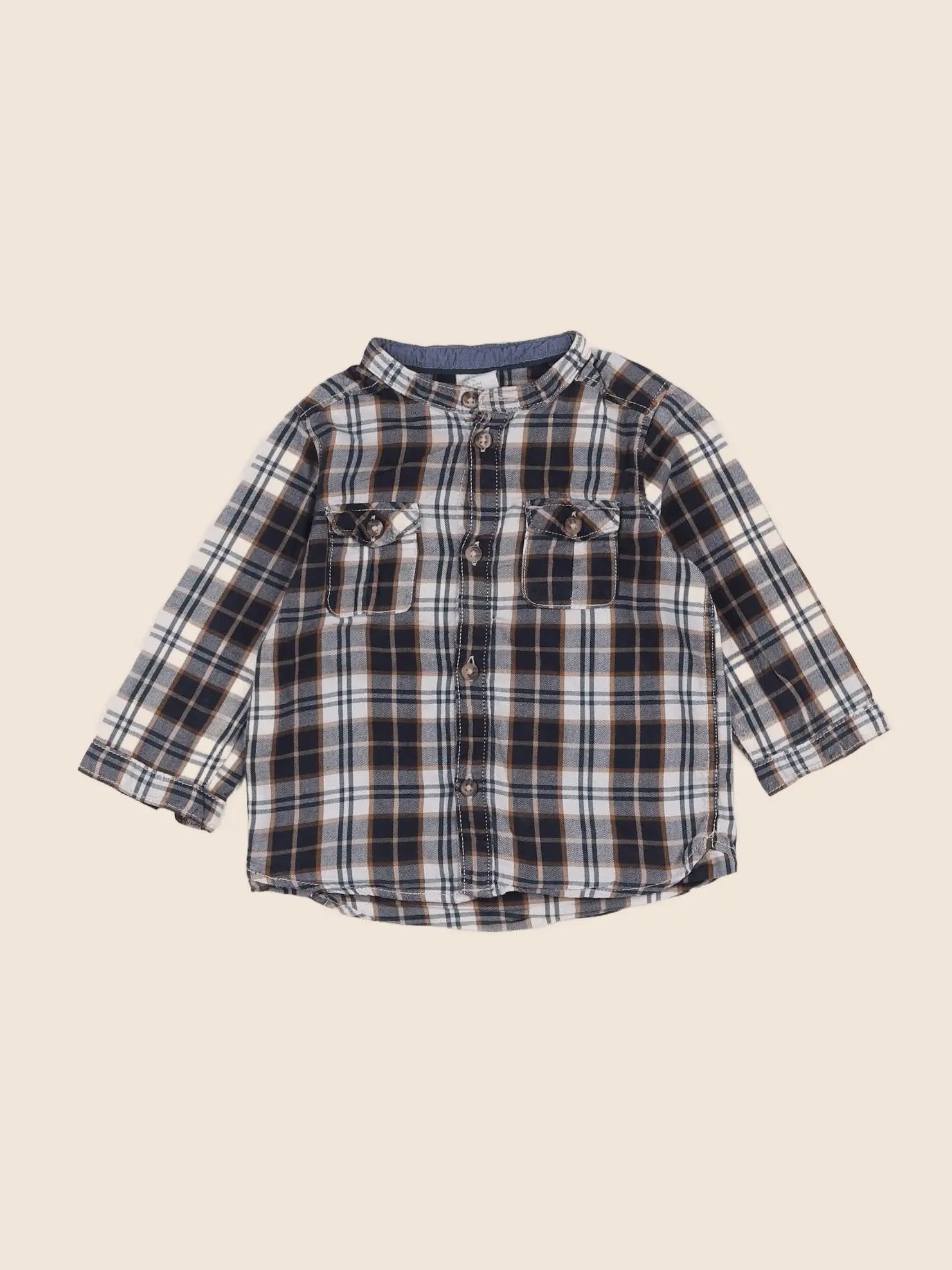 H&M - chemise bleu - 6/9 mois