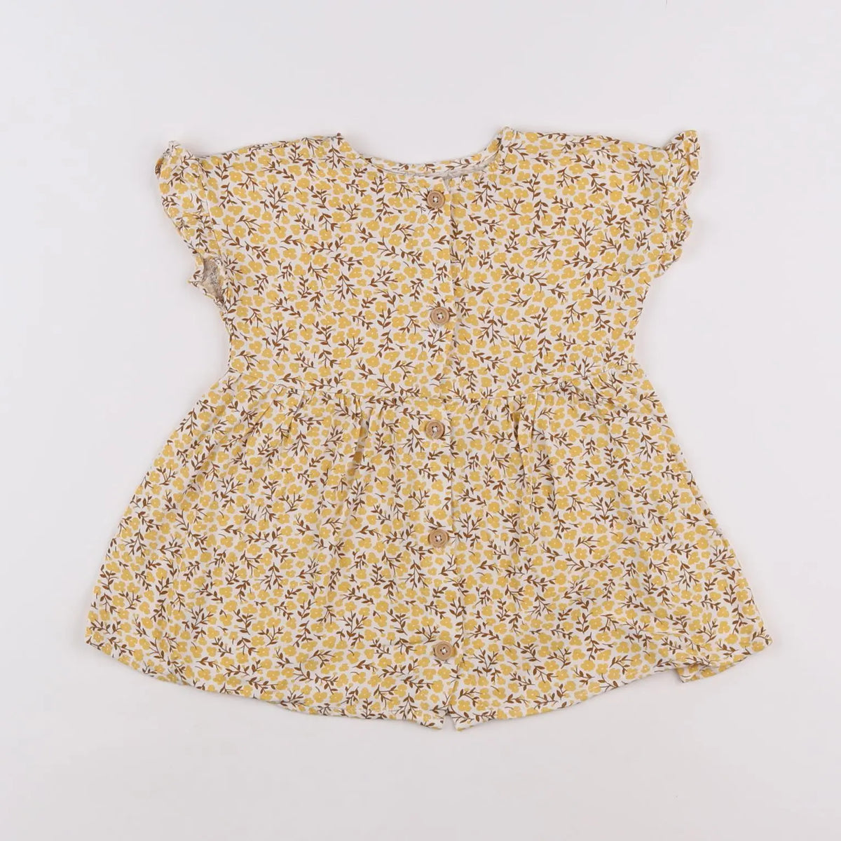 Vertbaudet - robe jaune, marron - 2 ans