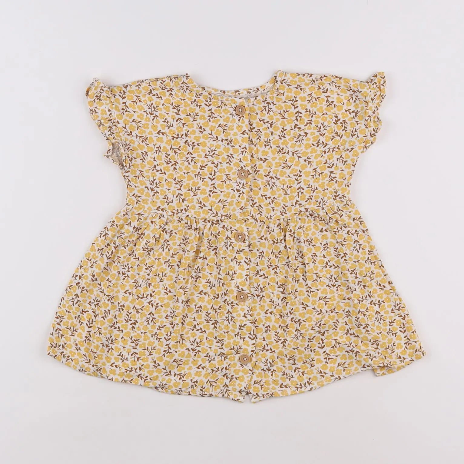 Vertbaudet - robe jaune, marron - 2 ans