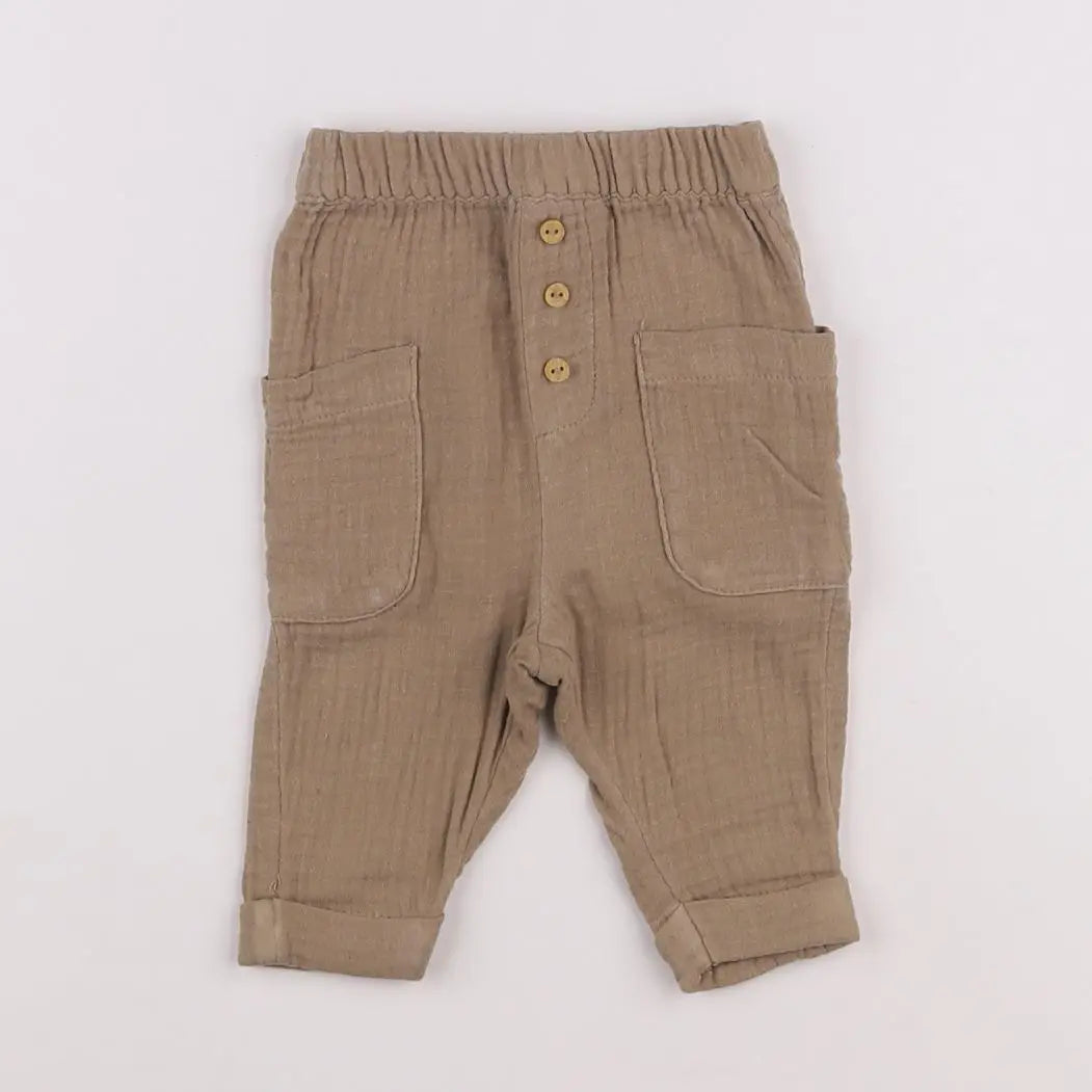 Vertbaudet - pantalon marron - 3 mois