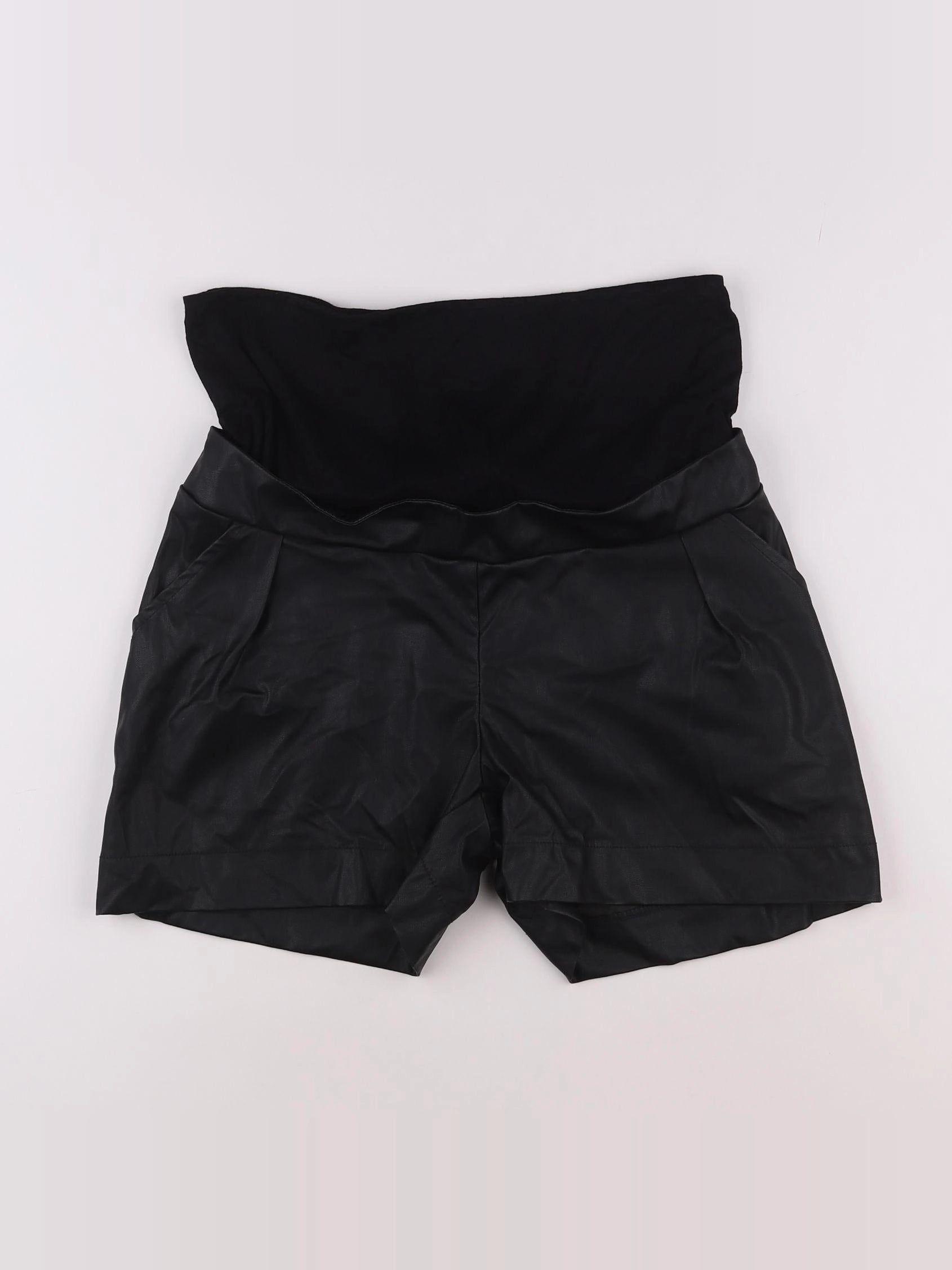 Envie de fraise - short grossesse noir simili cuir - 38