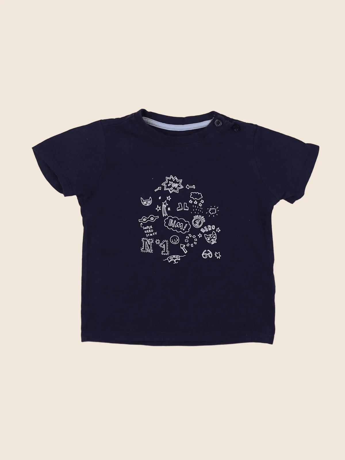 Vertbaudet - tee-shirt bleu - 12 mois