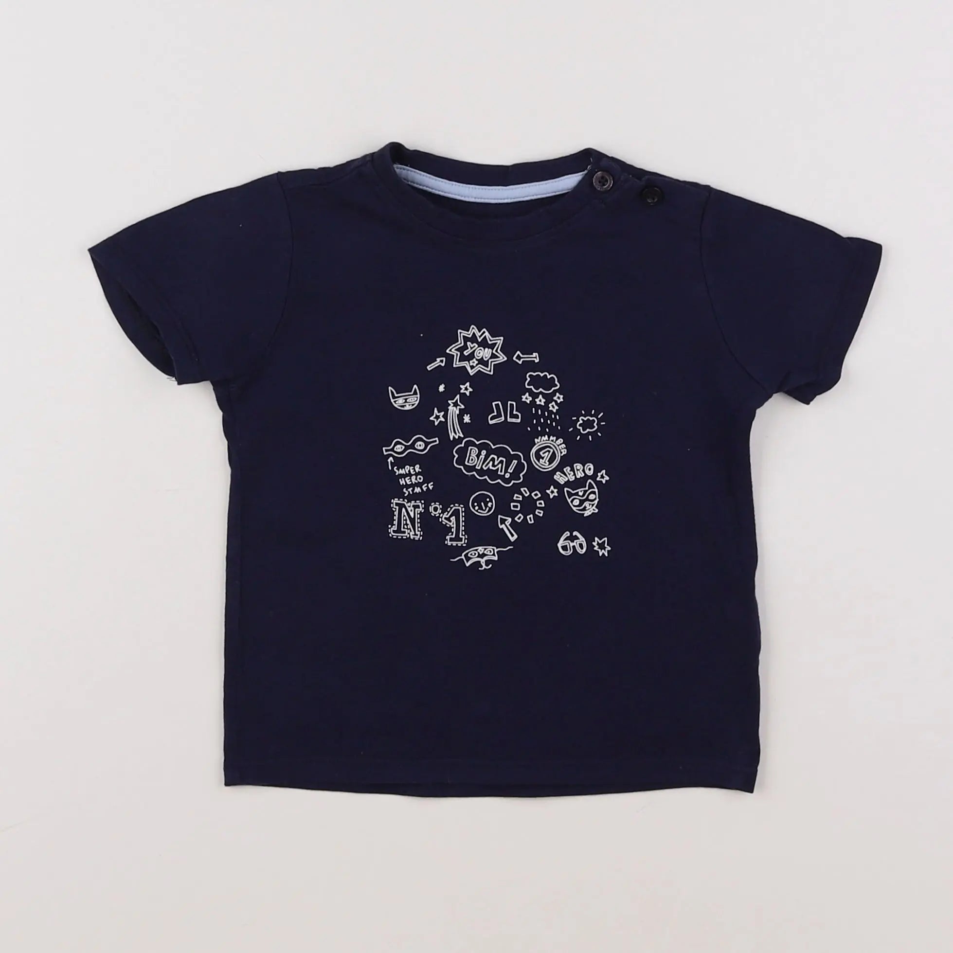 Vertbaudet - tee-shirt bleu - 12 mois
